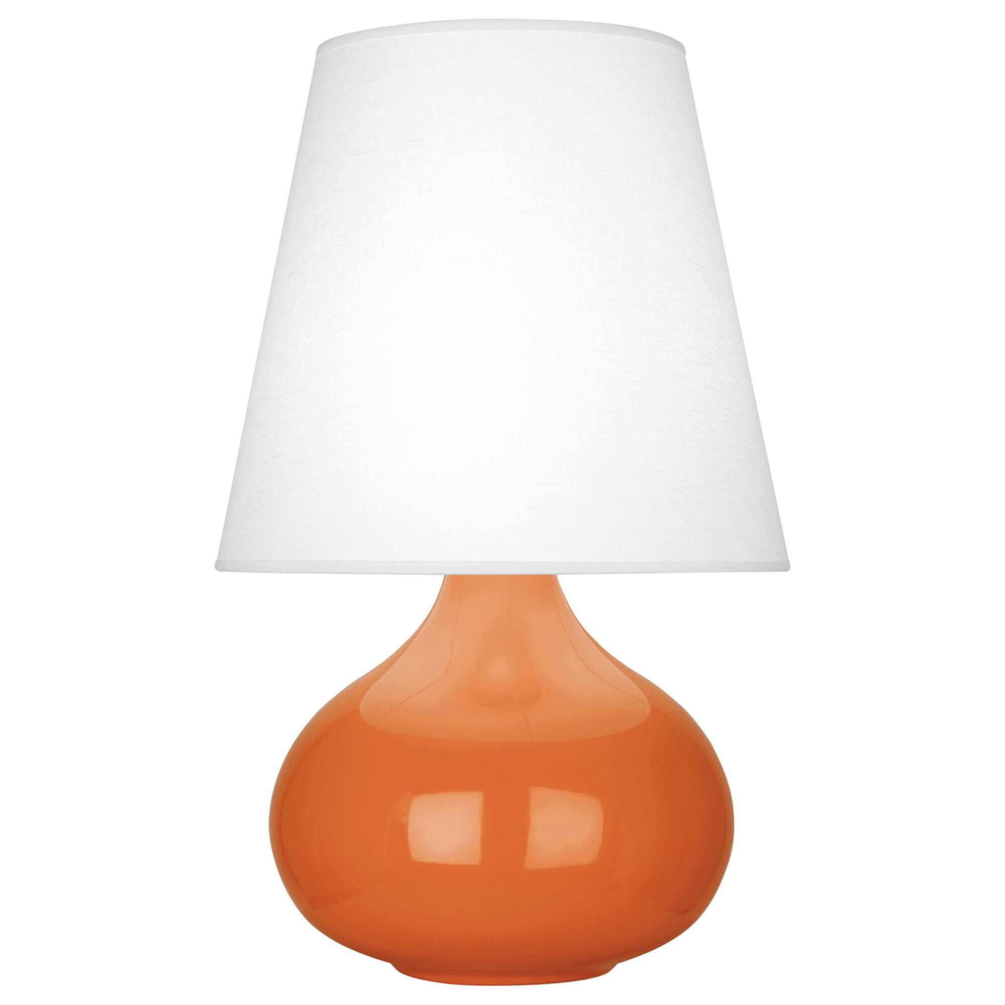 Shown in Pumpkin Glazed Ceramic finish and Oyster Linen shade