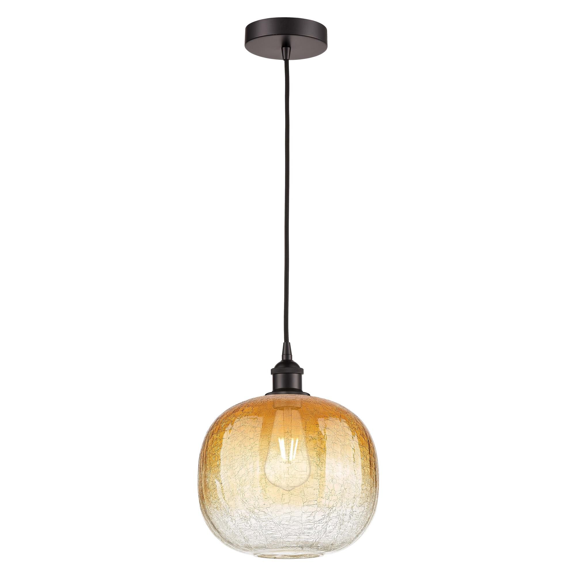 Shown in Oil Rubbed Bronze finish and Amber glass