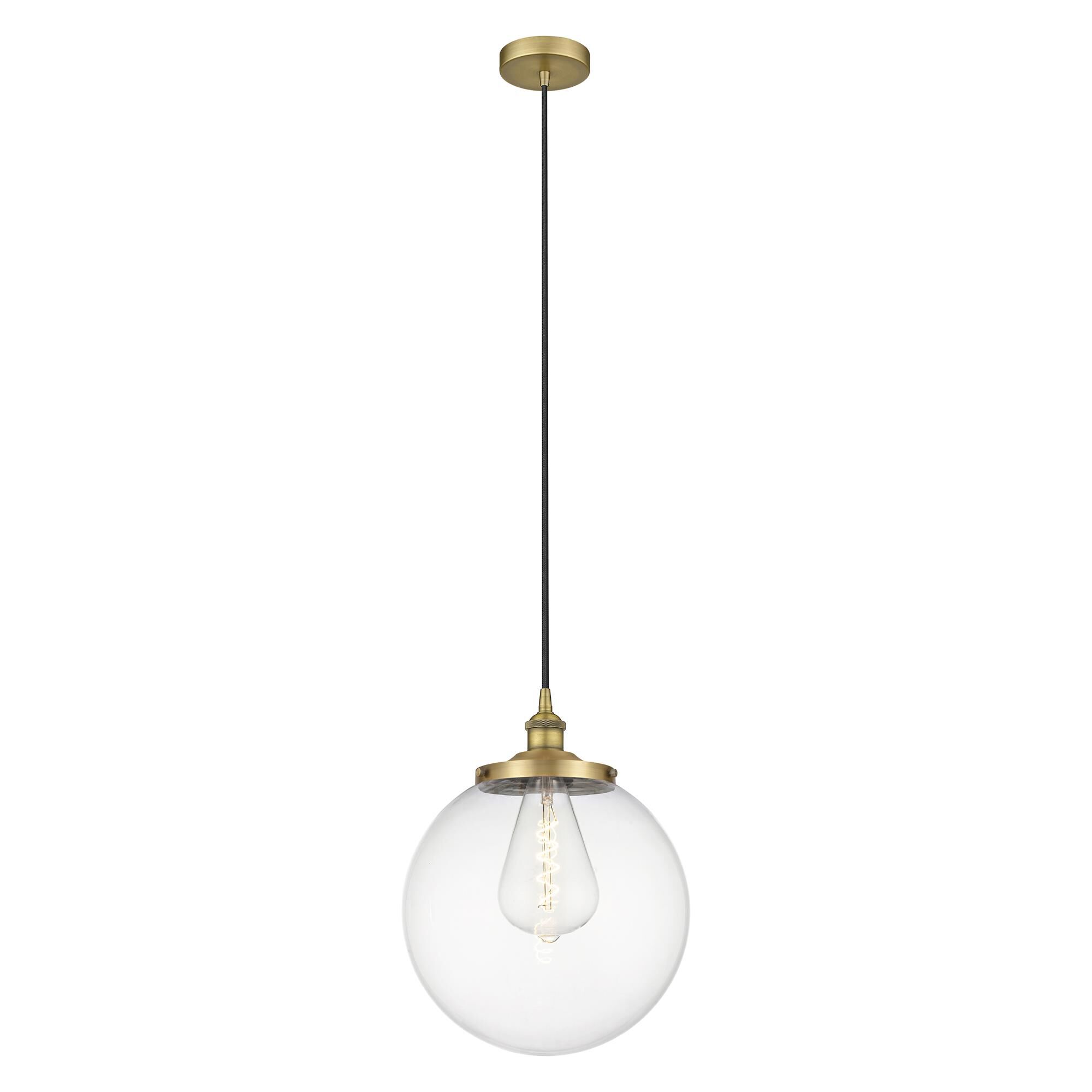Shown in Brushed Brass finish and Clear glass