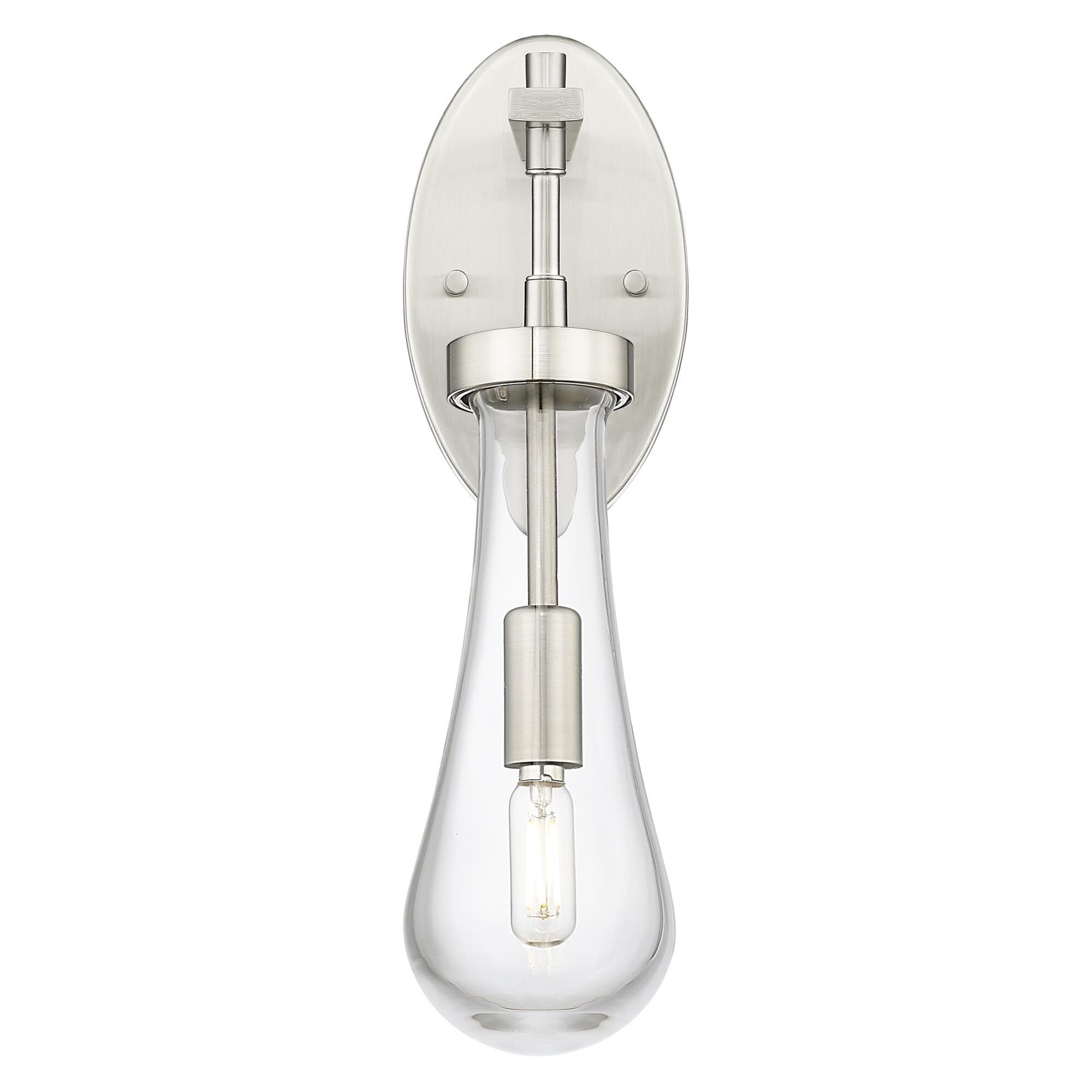 Shown in Satin Nickel finish and Clear glass