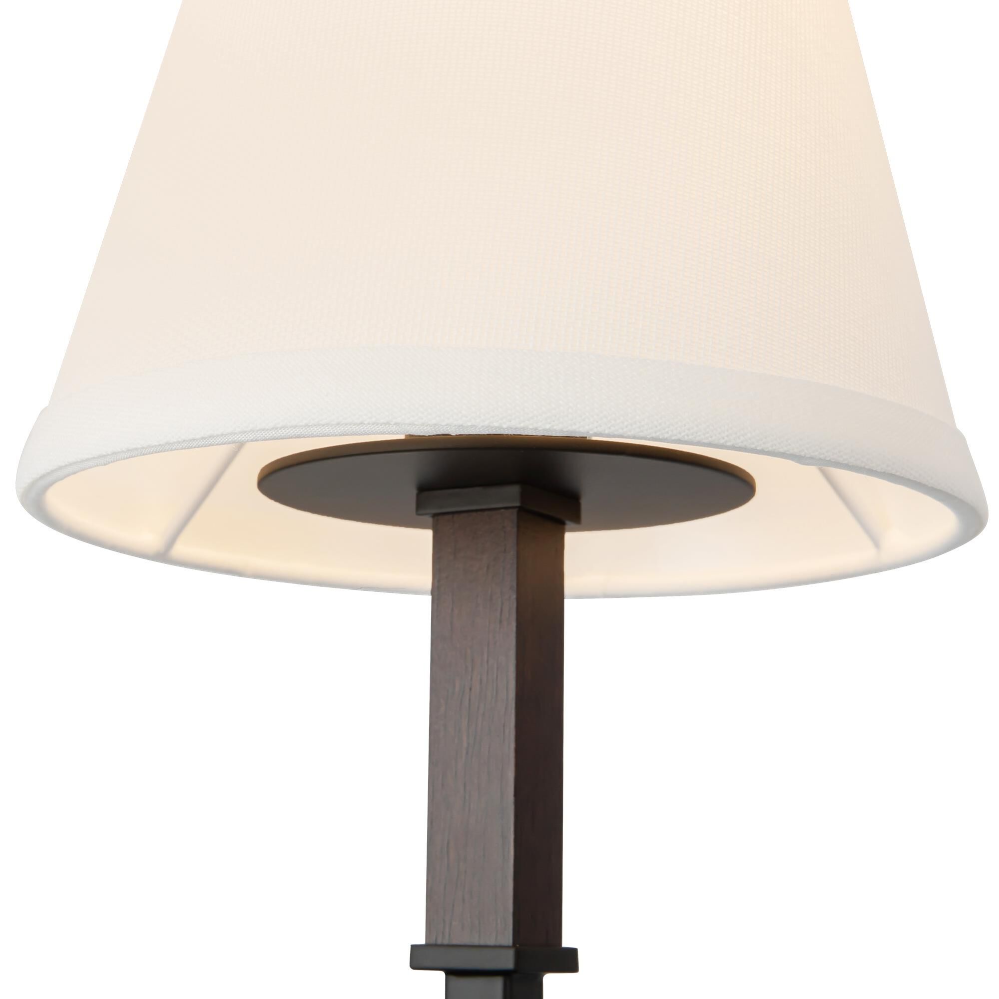 Shown in Matte Black finish and White Linen shade