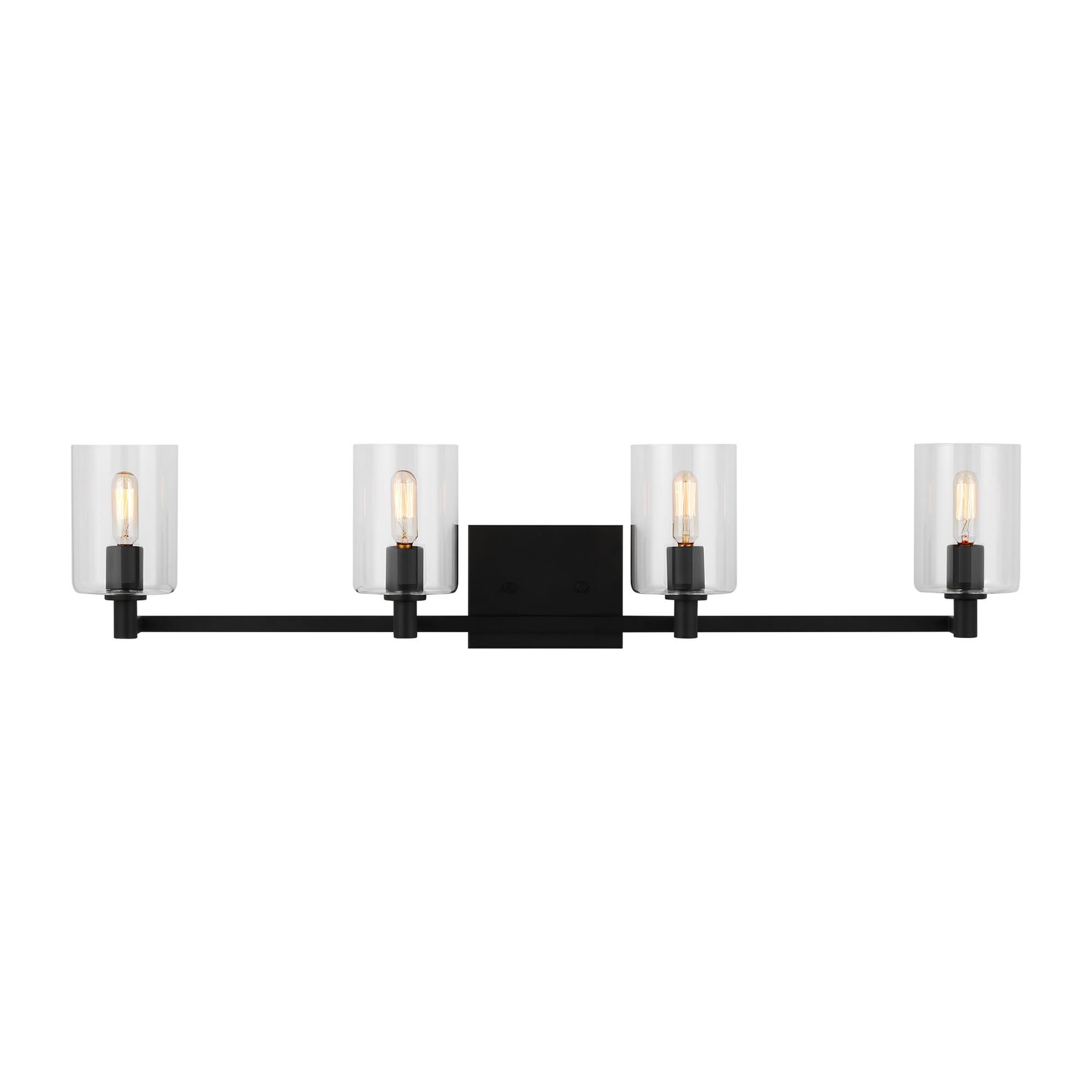 Shown in Midnight Black finish and Clear glass and Clear Glass s shade