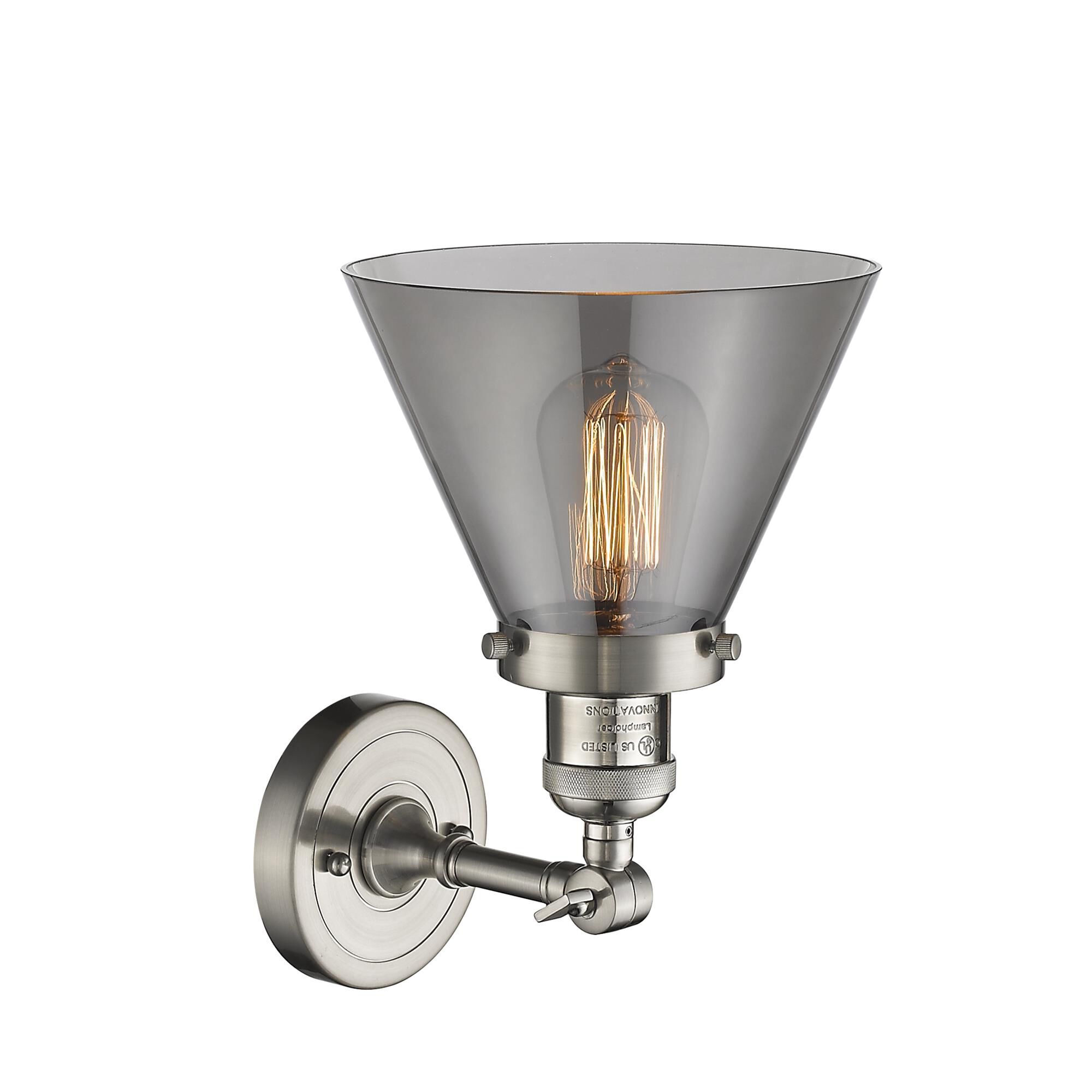 Shown in Brushed Satin Nickel finish and Smoked glass