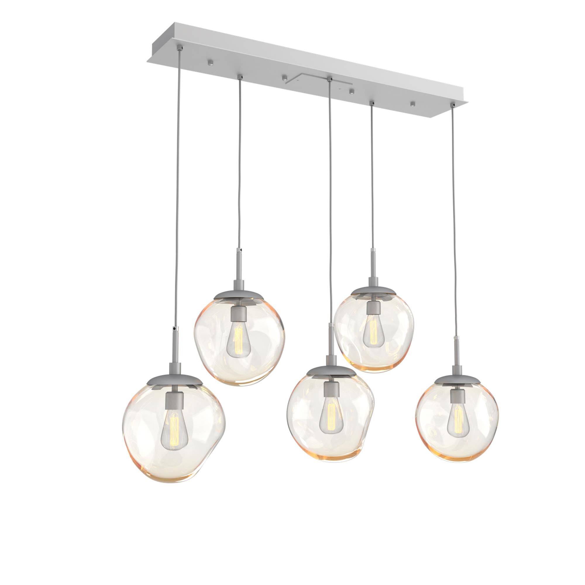 Shown in Classic Silver finish and Amber Blown glass