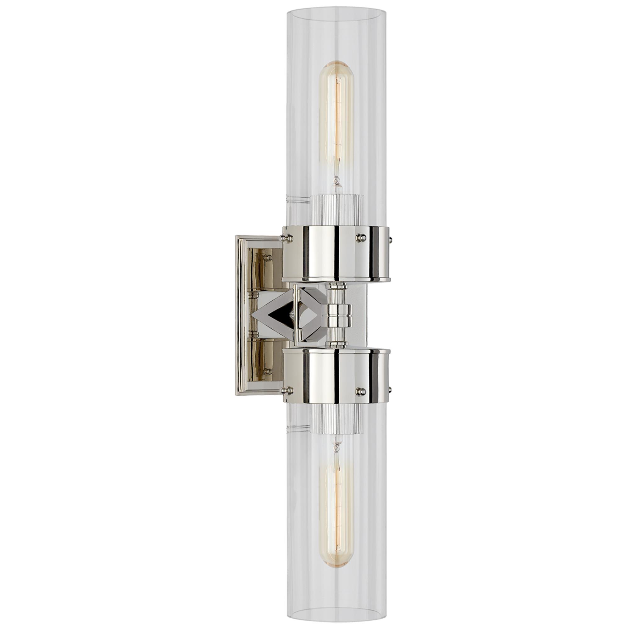 Shown in Polished Nickel finish and Clear glass