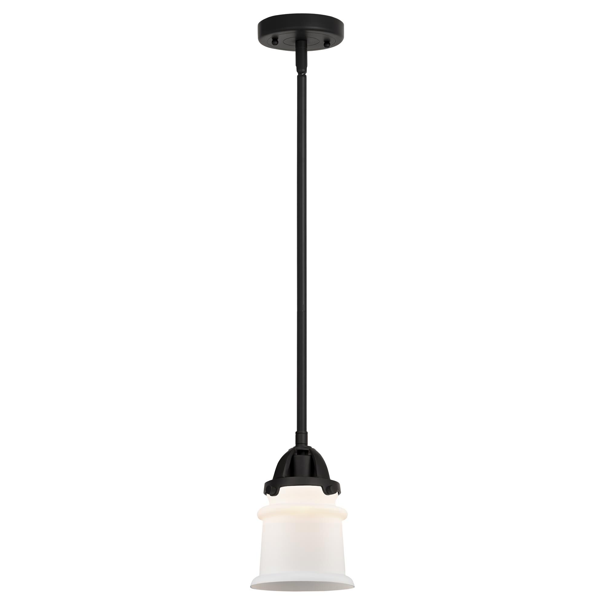 Shown in Matte Black finish and Matte White Canton glass and No Shade shade