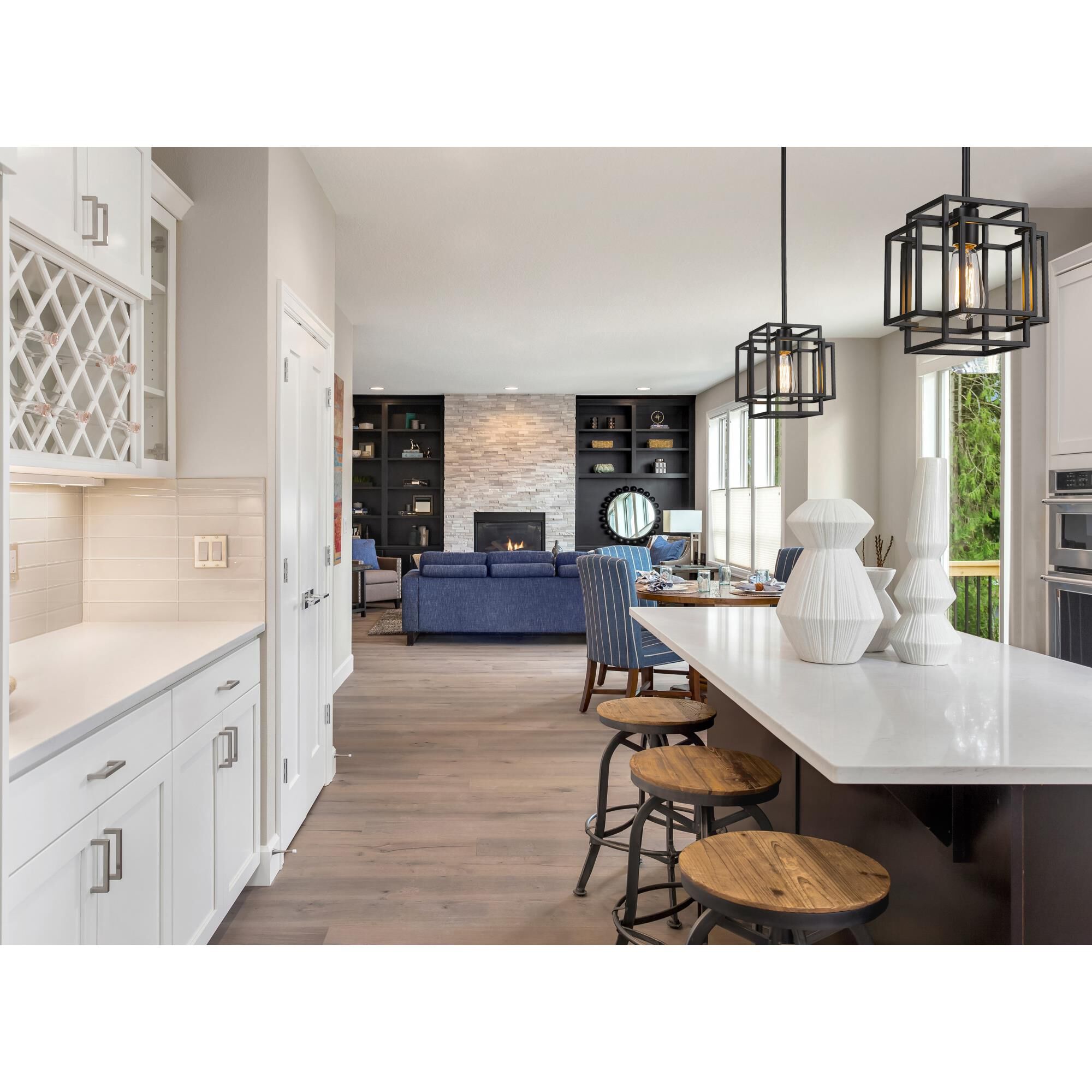 Shown in Matte Black finish and --- glass and --- shade