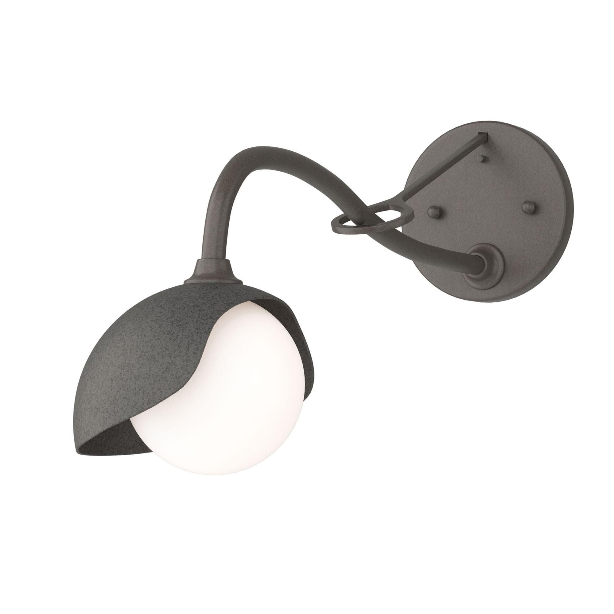 Shown in Dark Smoke finish and Opal glass and Natural Iron (20) accent