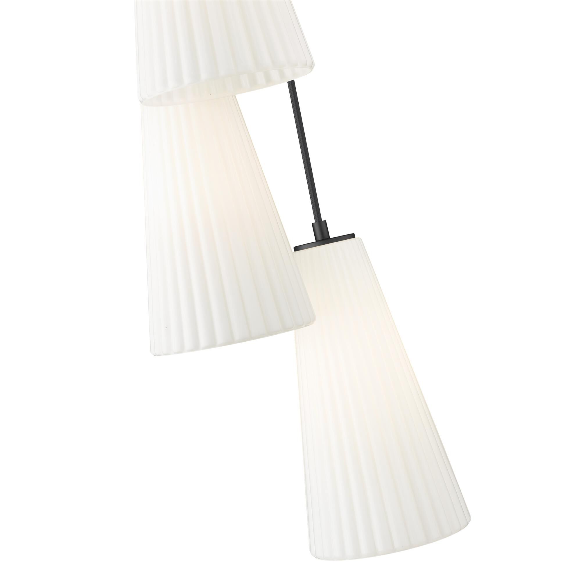 Shown in Matte Black finish and White glass and White shade