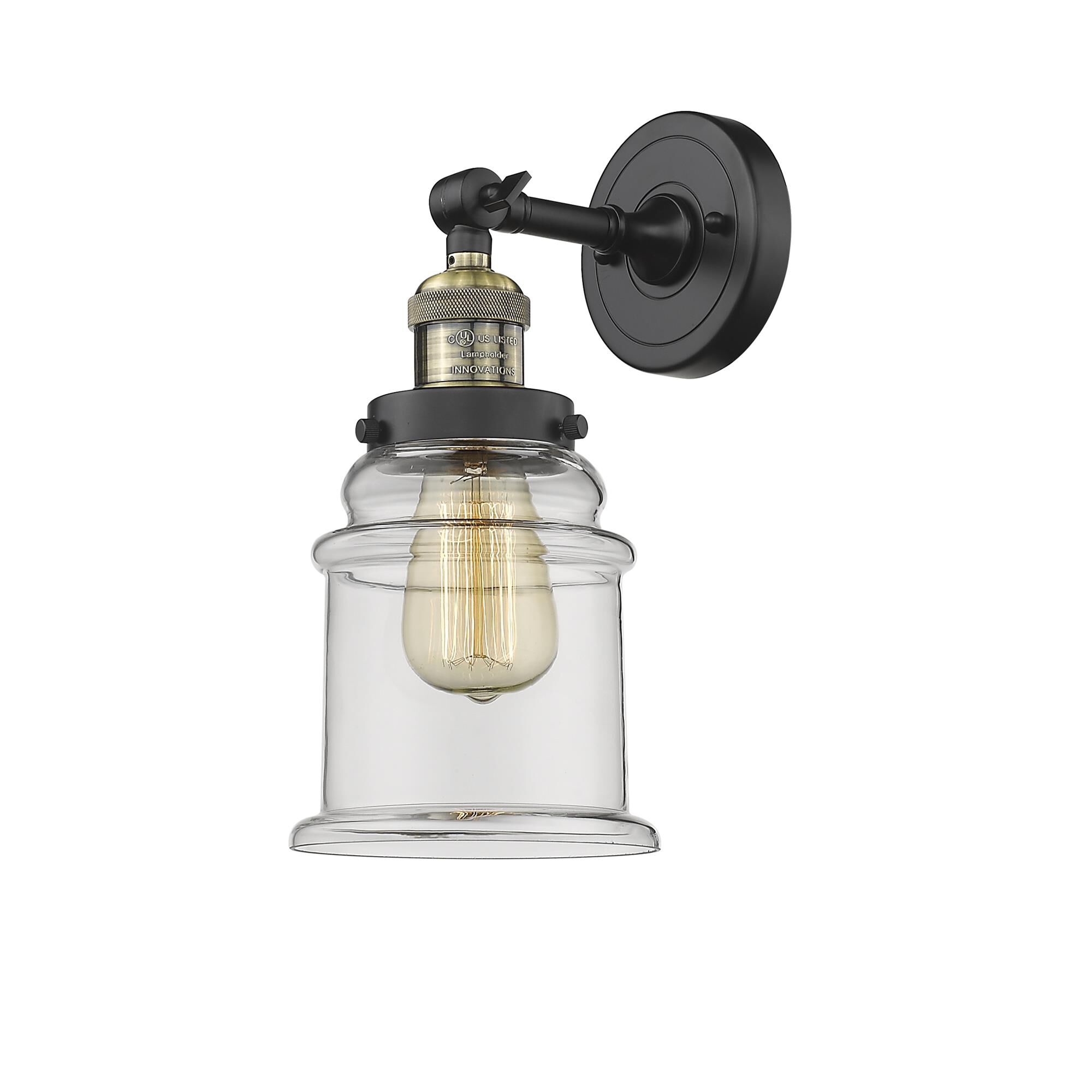 Shown in Black Antique Brass finish and Clear glass