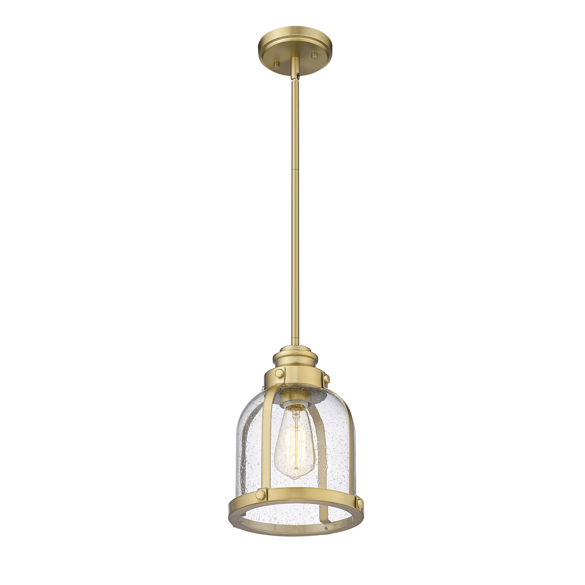 Shown in Heritage Brass finish and Glass shade