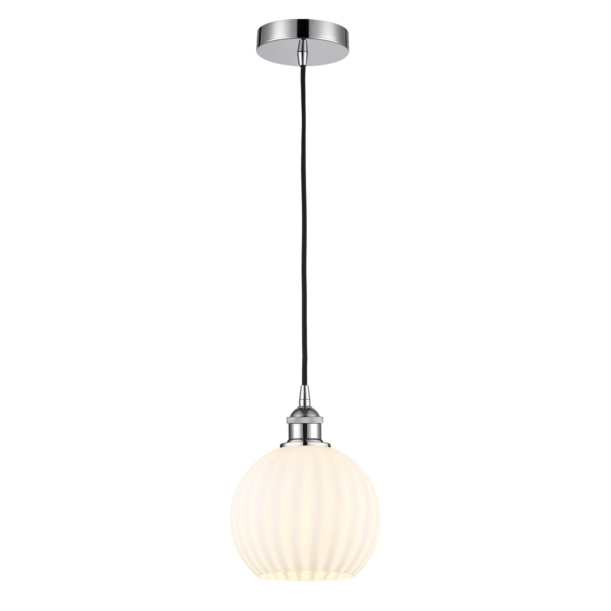 Shown in Polished Chrome finish and White Venetian glass