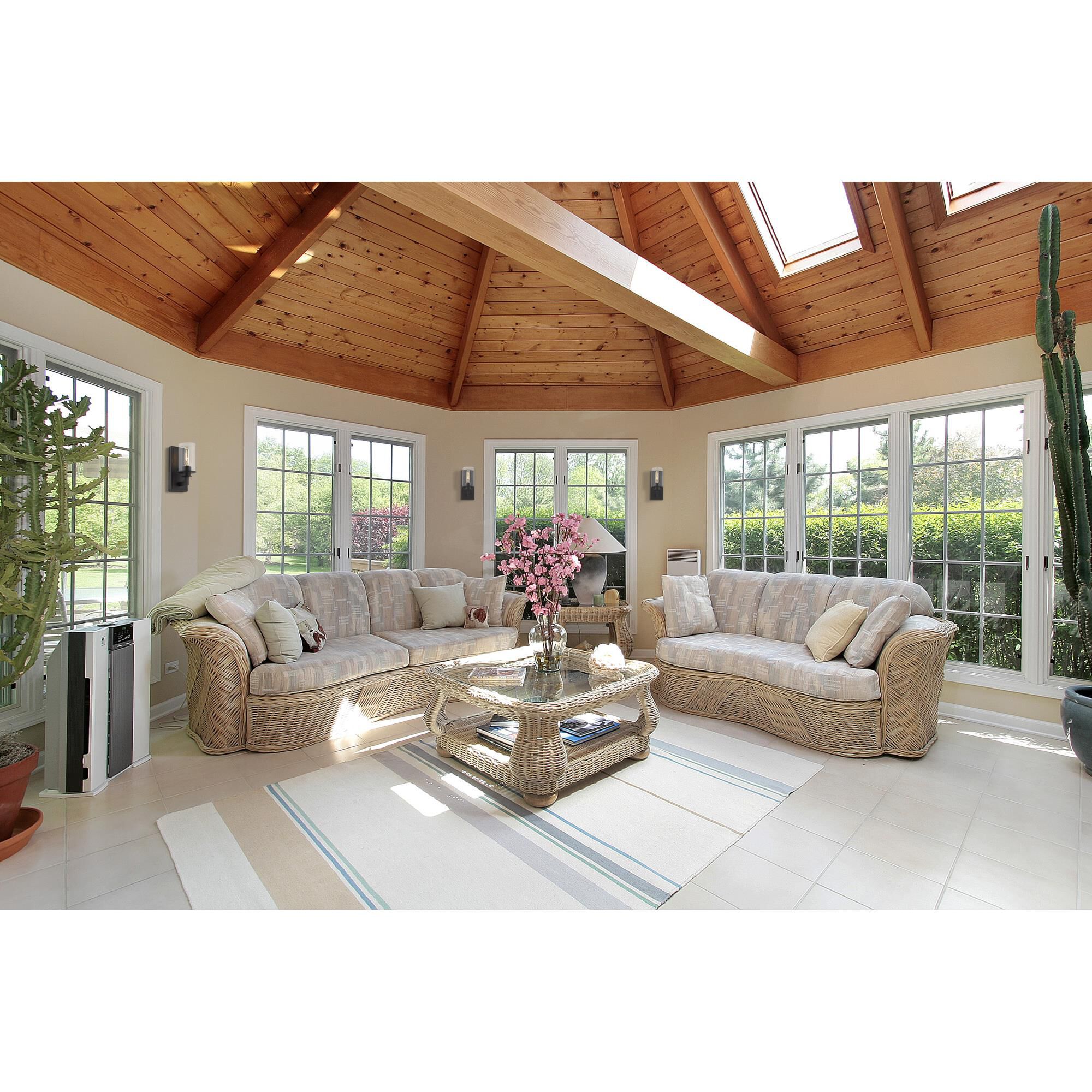 Shown in Bronze finish and Glass shade