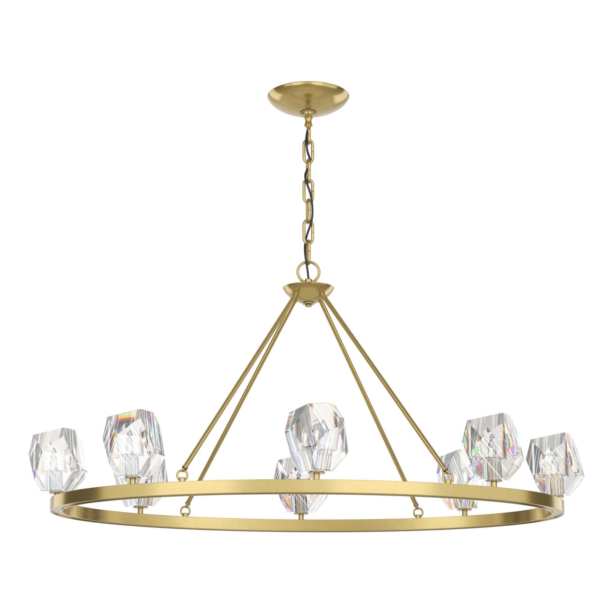 Shown in Modern Brass finish and Clear Crystal glass