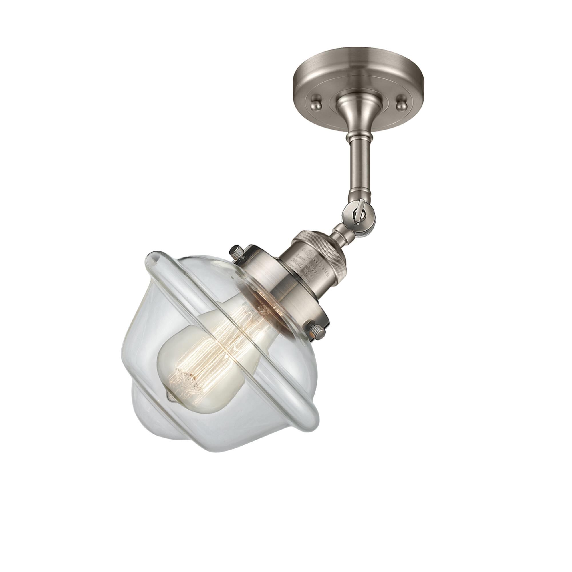 Shown in Brushed Satin Nickel finish and Clear glass