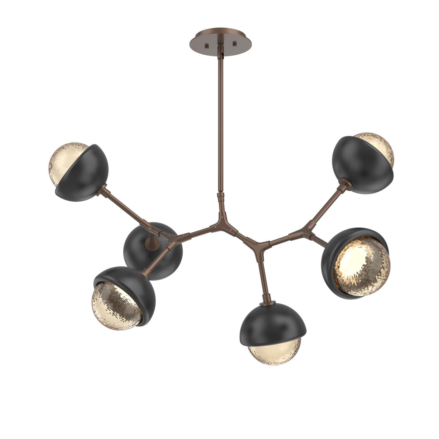 Shown in Burnished Bronze finish and Amber glass and Matte Black accent