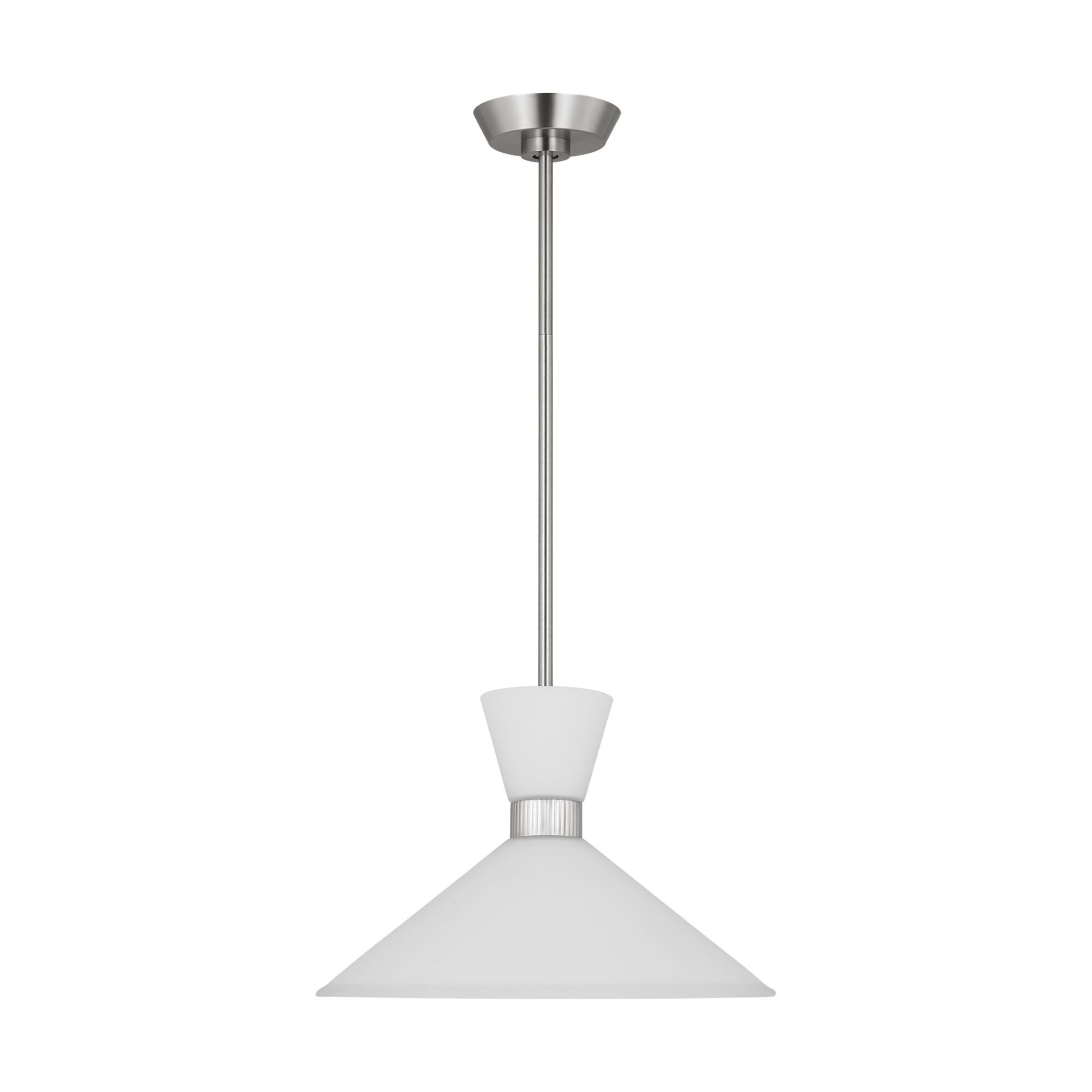 Shown in Brushed Steel finish and Etched White Glass s shade