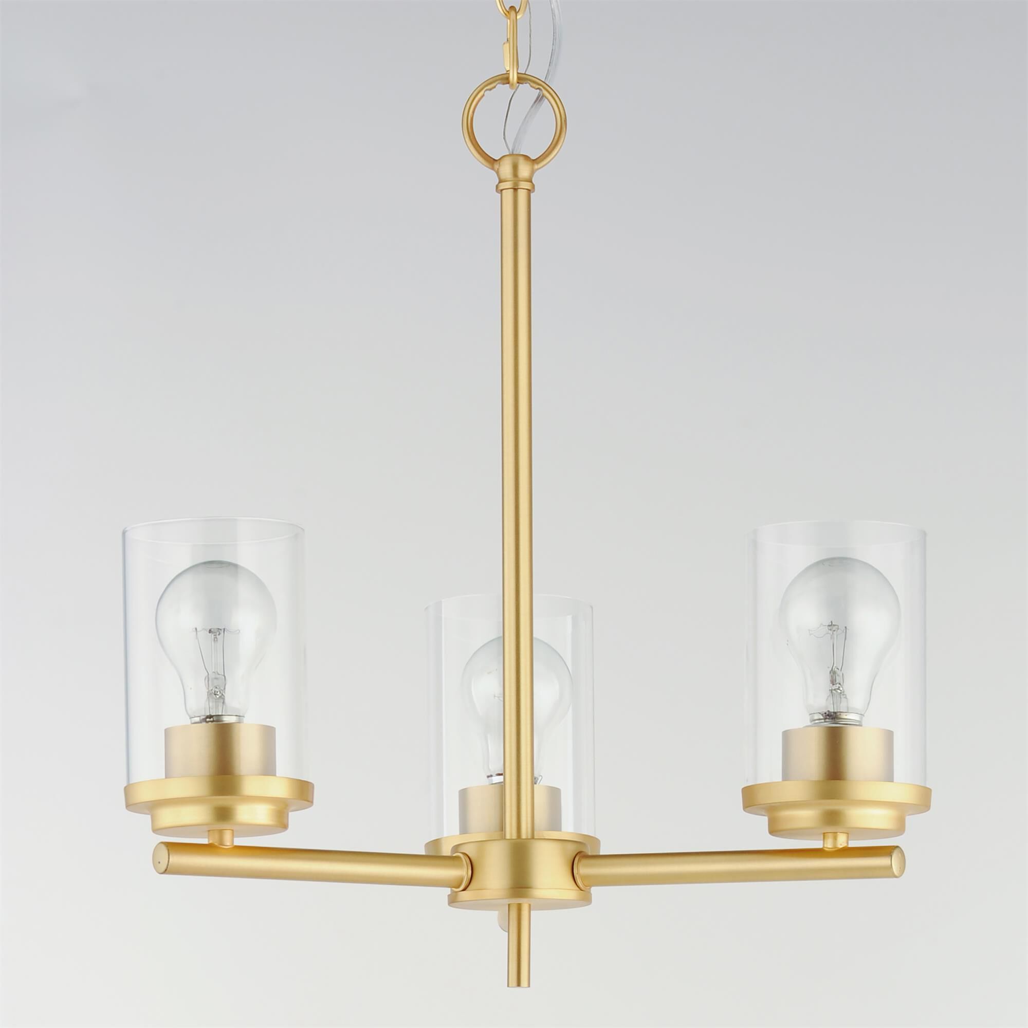 Shown in Satin Brass finish and Clear glass