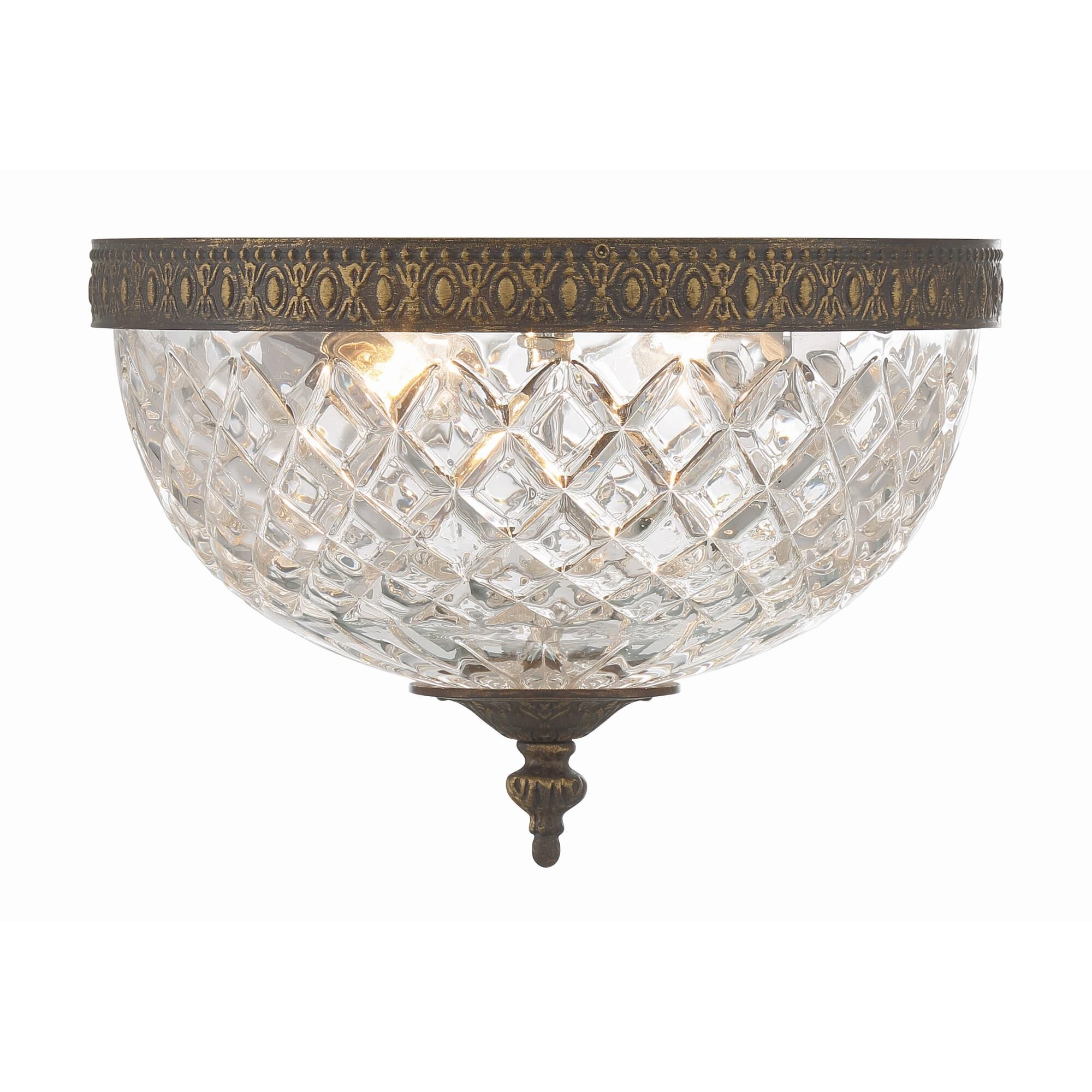 Shown in English Bronze finish and Lead Crystal glass and Lead Crystal shade