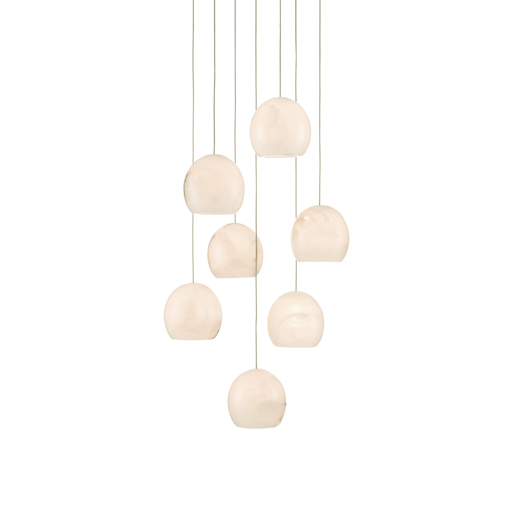 Shown in Natural/Painted Silver finish and Alabaster/White Marble shade