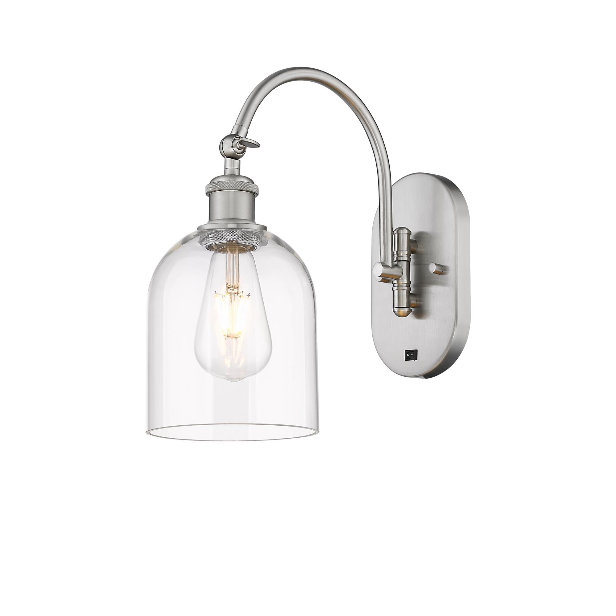Shown in Brushed Satin Nickel finish and Clear glass