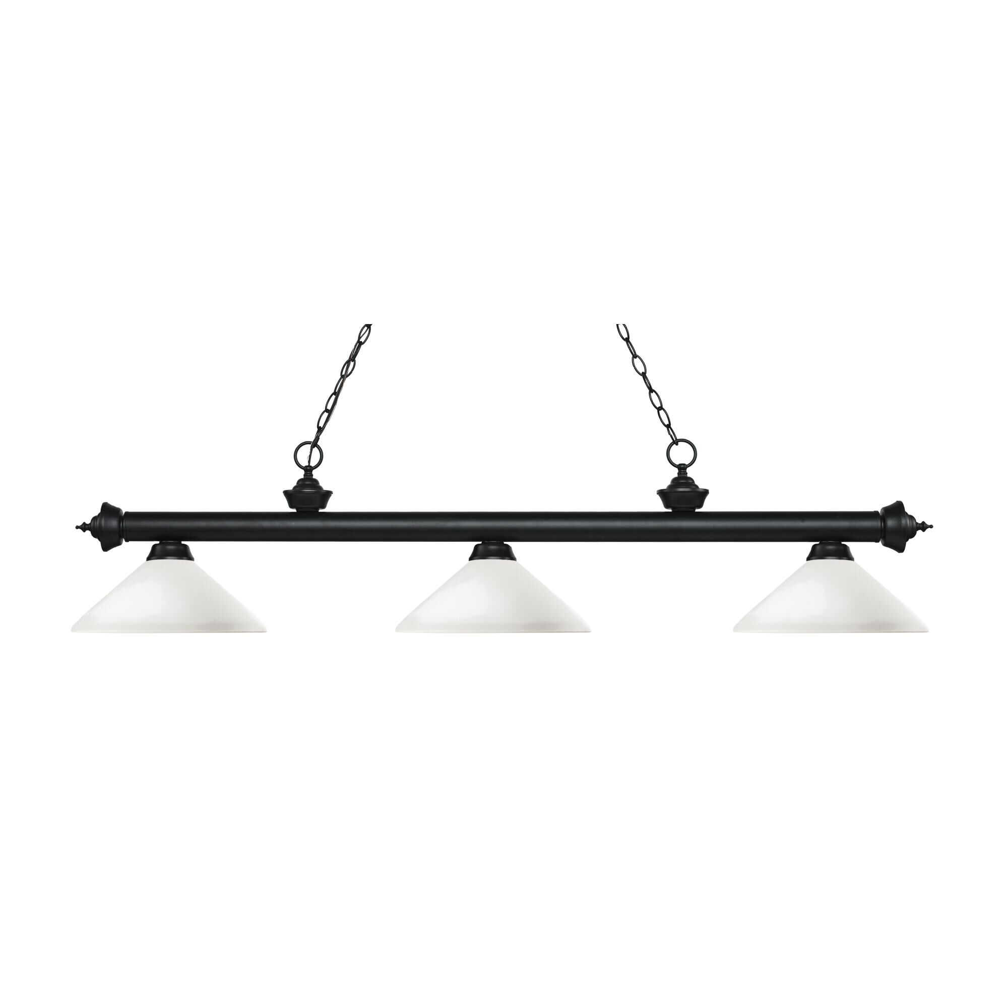 Shown in Matte Black finish and Glass shade