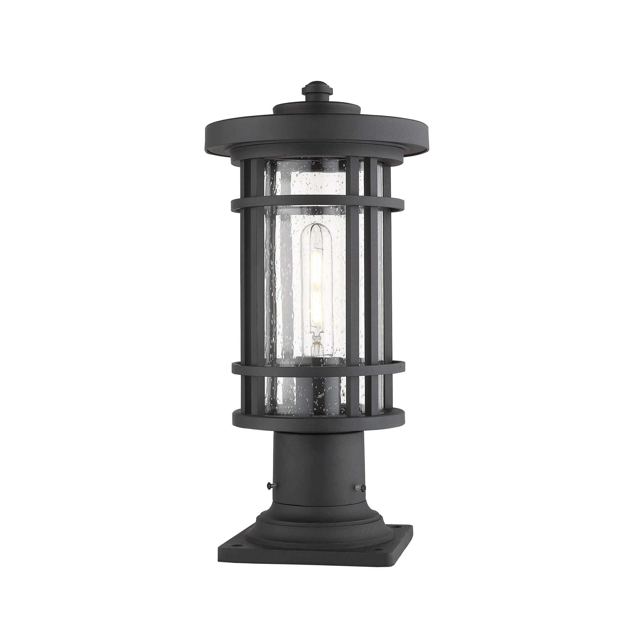 Shown in Black finish and Glass shade