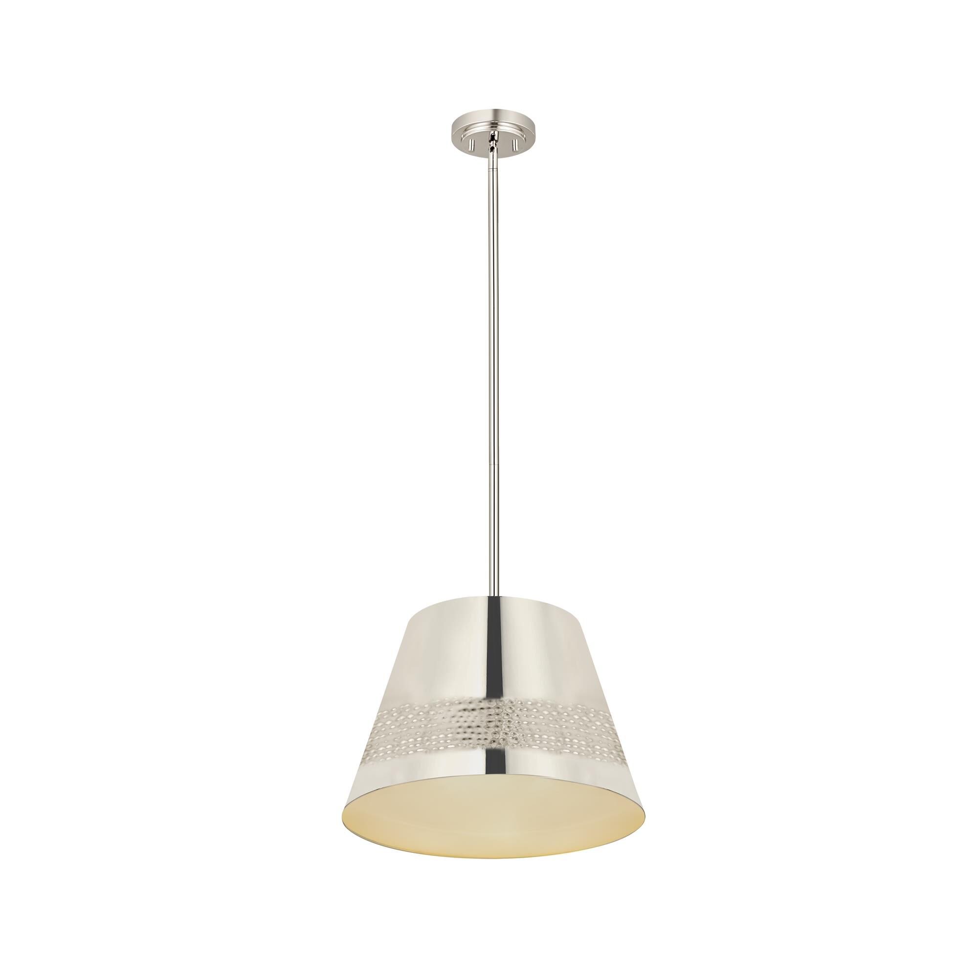 Shown in Polished Nickel finish and Iron glass and Iron shade