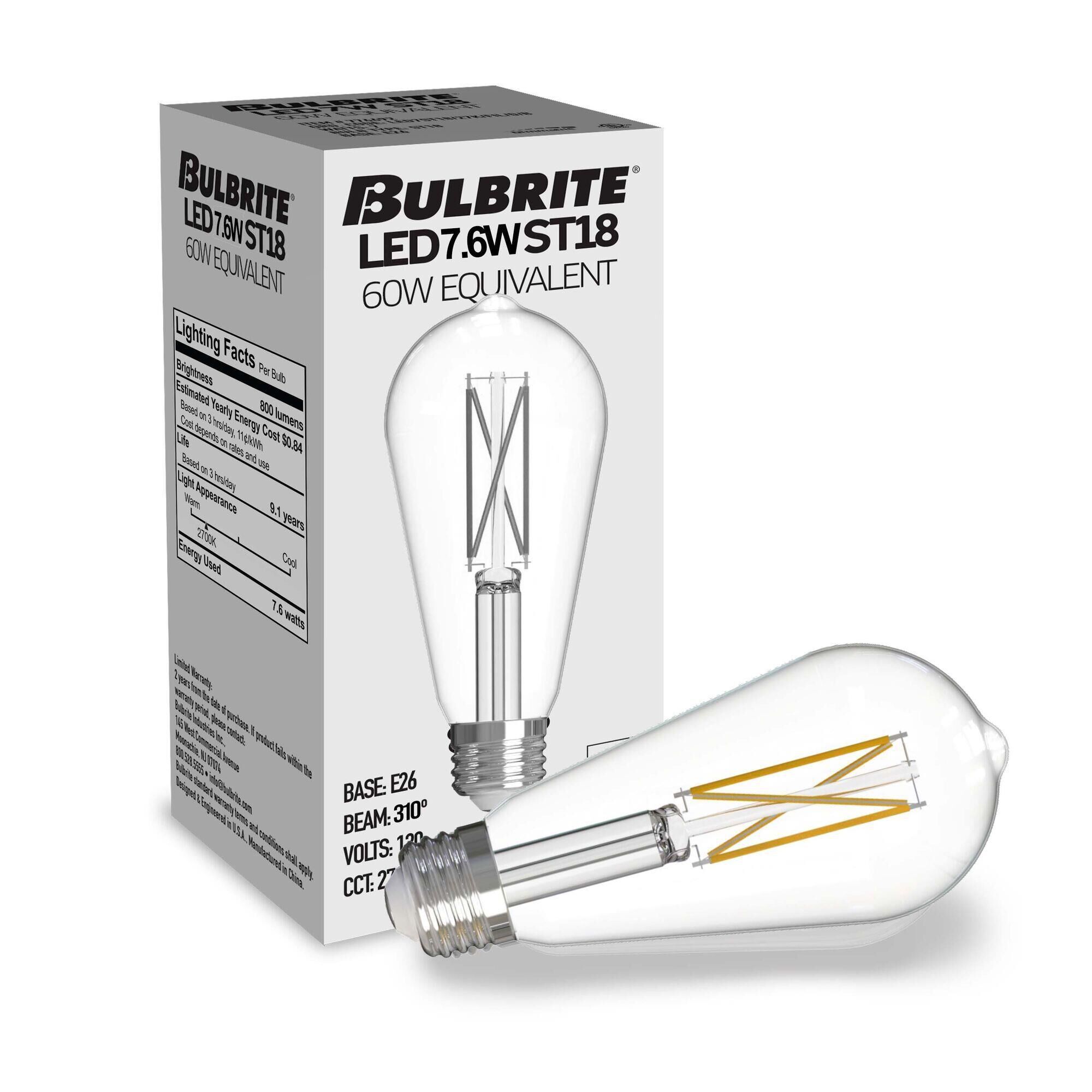 Medium Base E26 ST18 2700K LED Light Bulb,