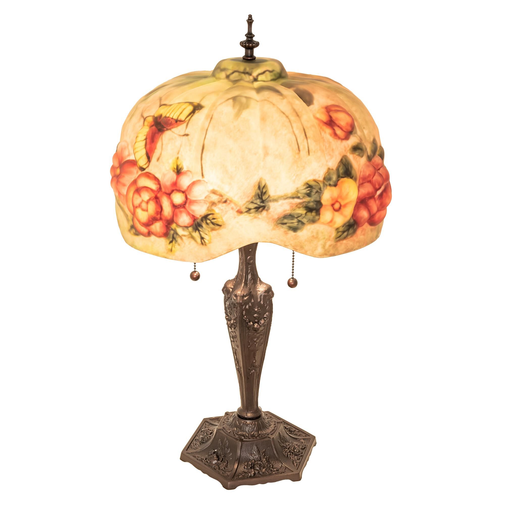 Shown in Mahogany Bronze finish and Ruby;Coral;Sunflower;Green;Beige glass