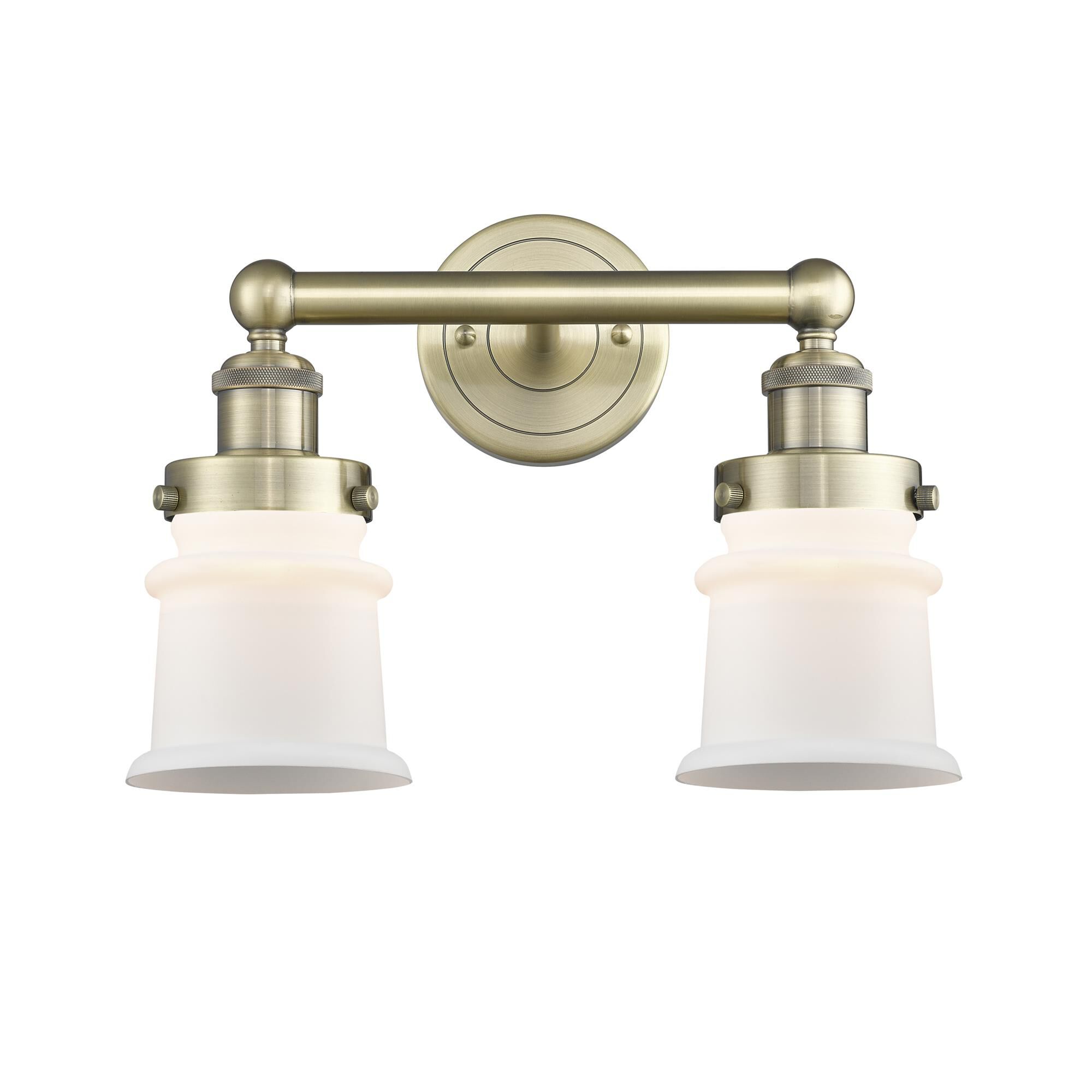 Shown in Antique Brass finish and Matte White glass