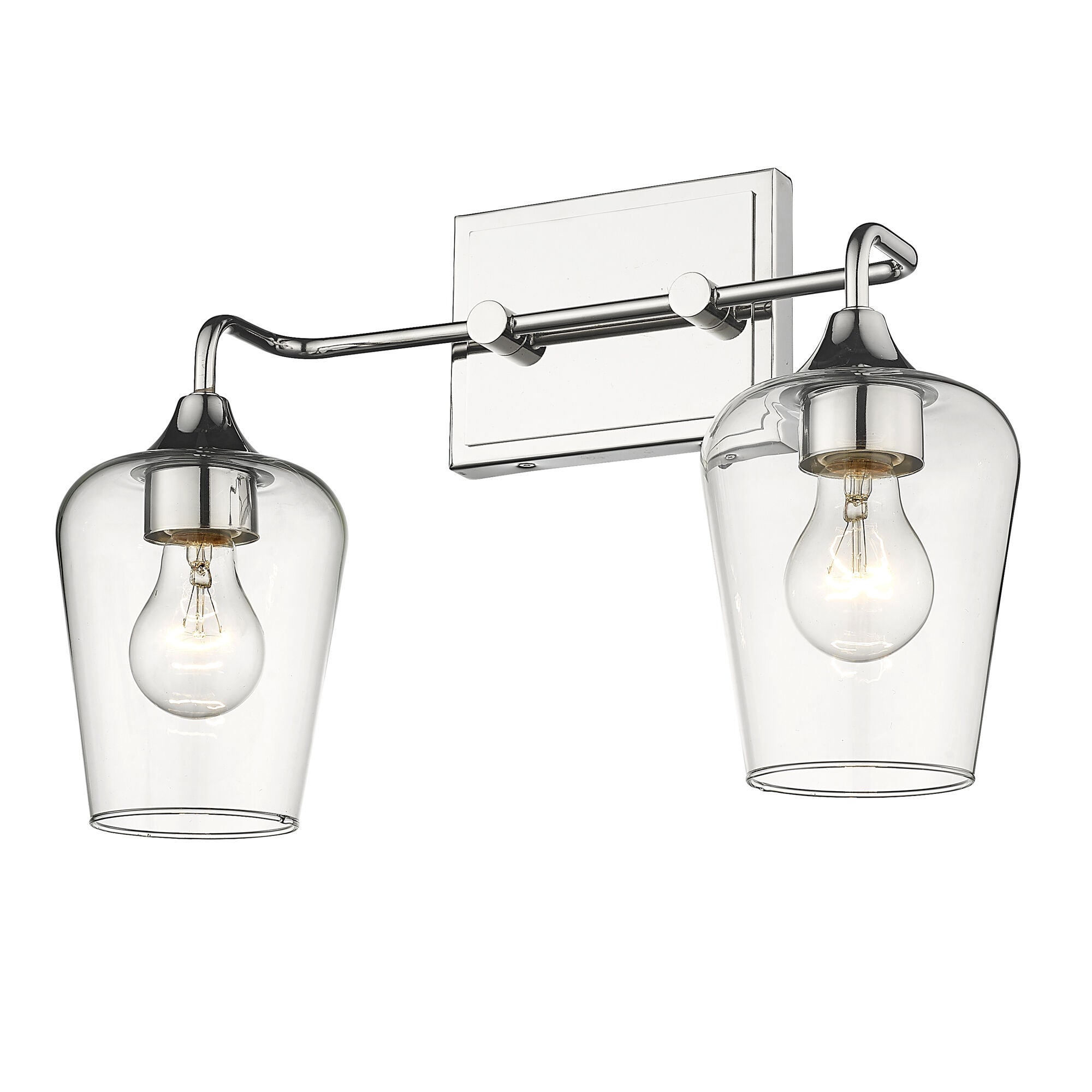 Shown in Polished Nickel finish and Clear Glass shade