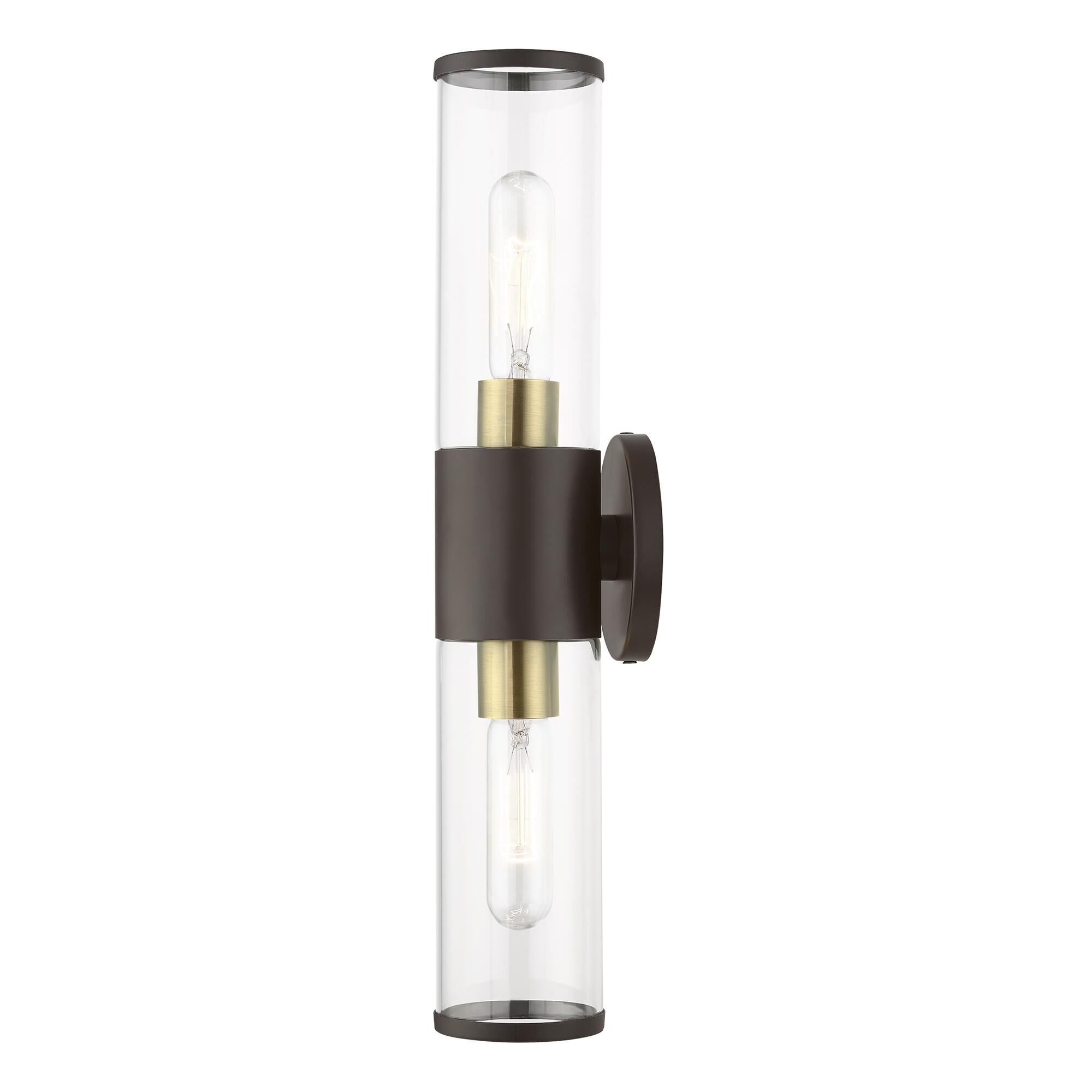 Shown in Bronze With Antique Brass Accent finish and Clear glass and Clear Glass shade