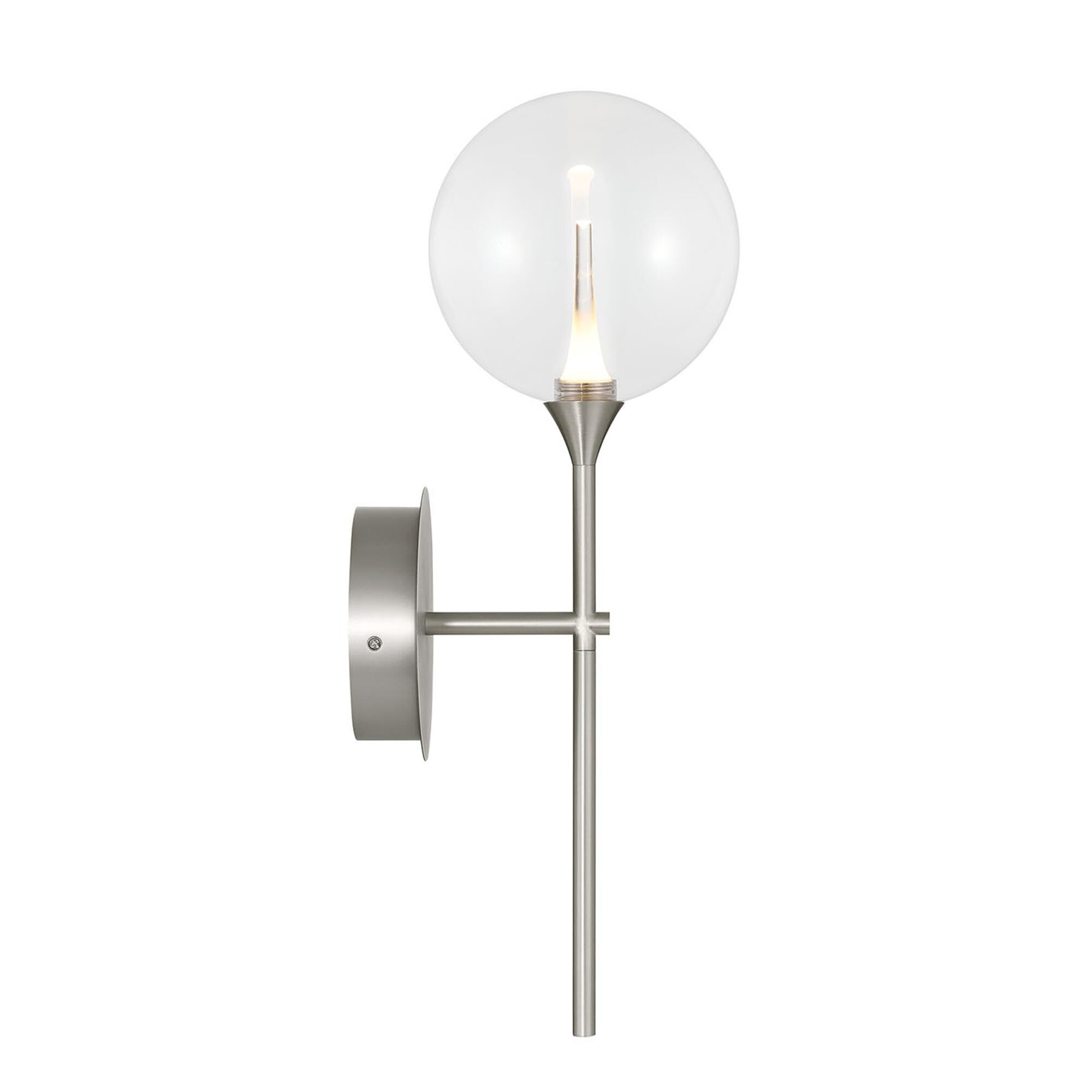 Shown in Nickel finish and Clear glass