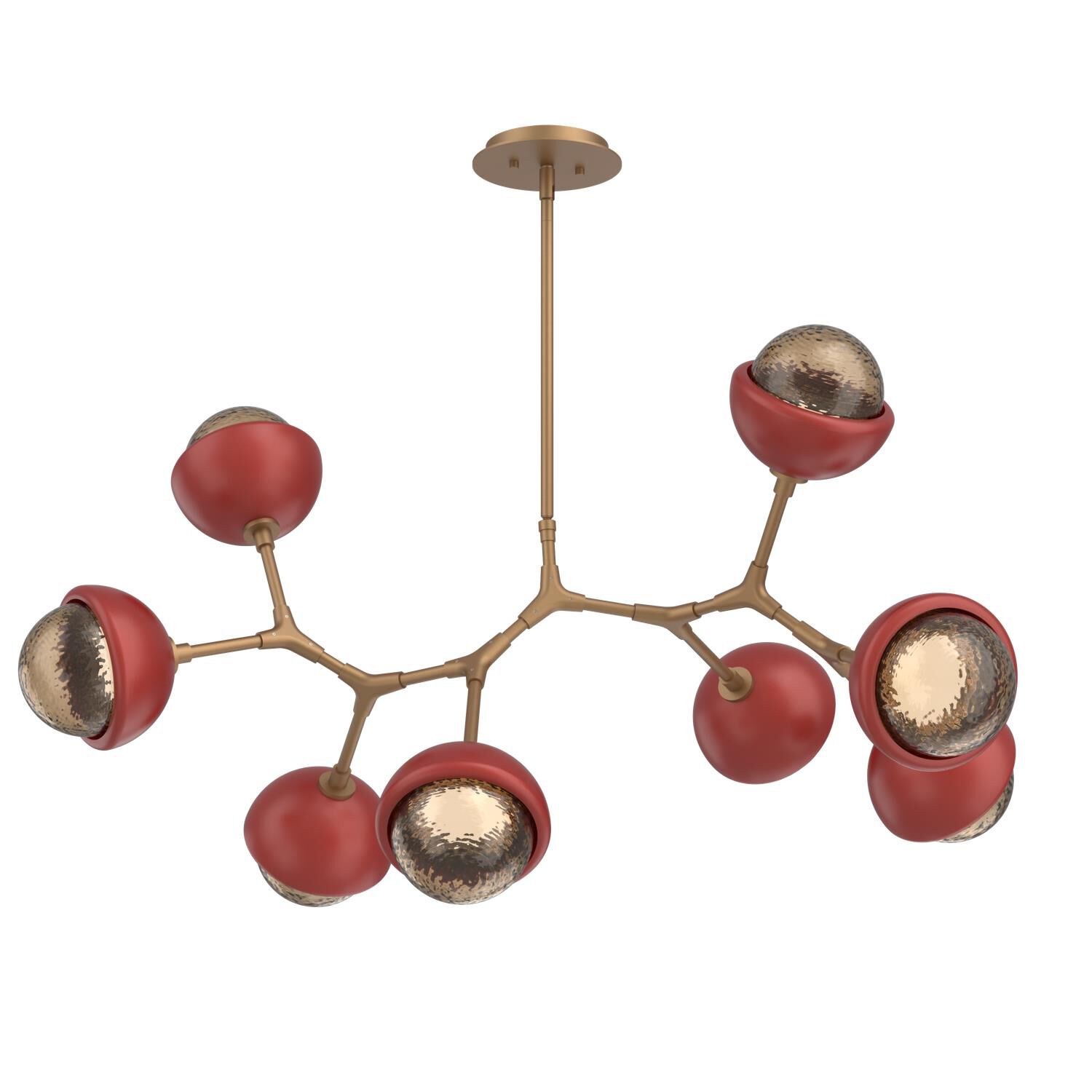 Shown in Novel Brass finish and Bronze glass and Cinnamon Red accent