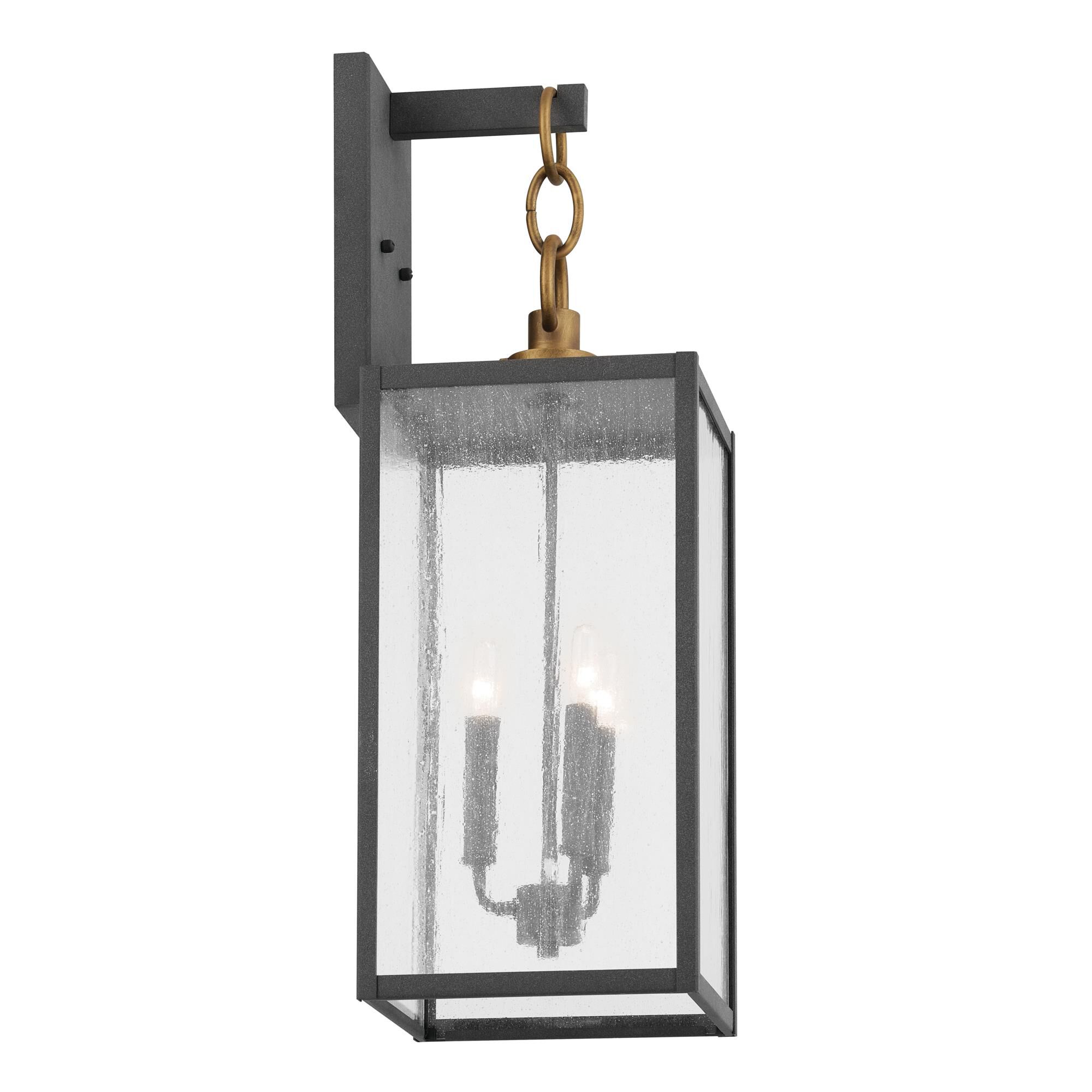 Shown in Weathered Zinc finish and Clear Seeded glass