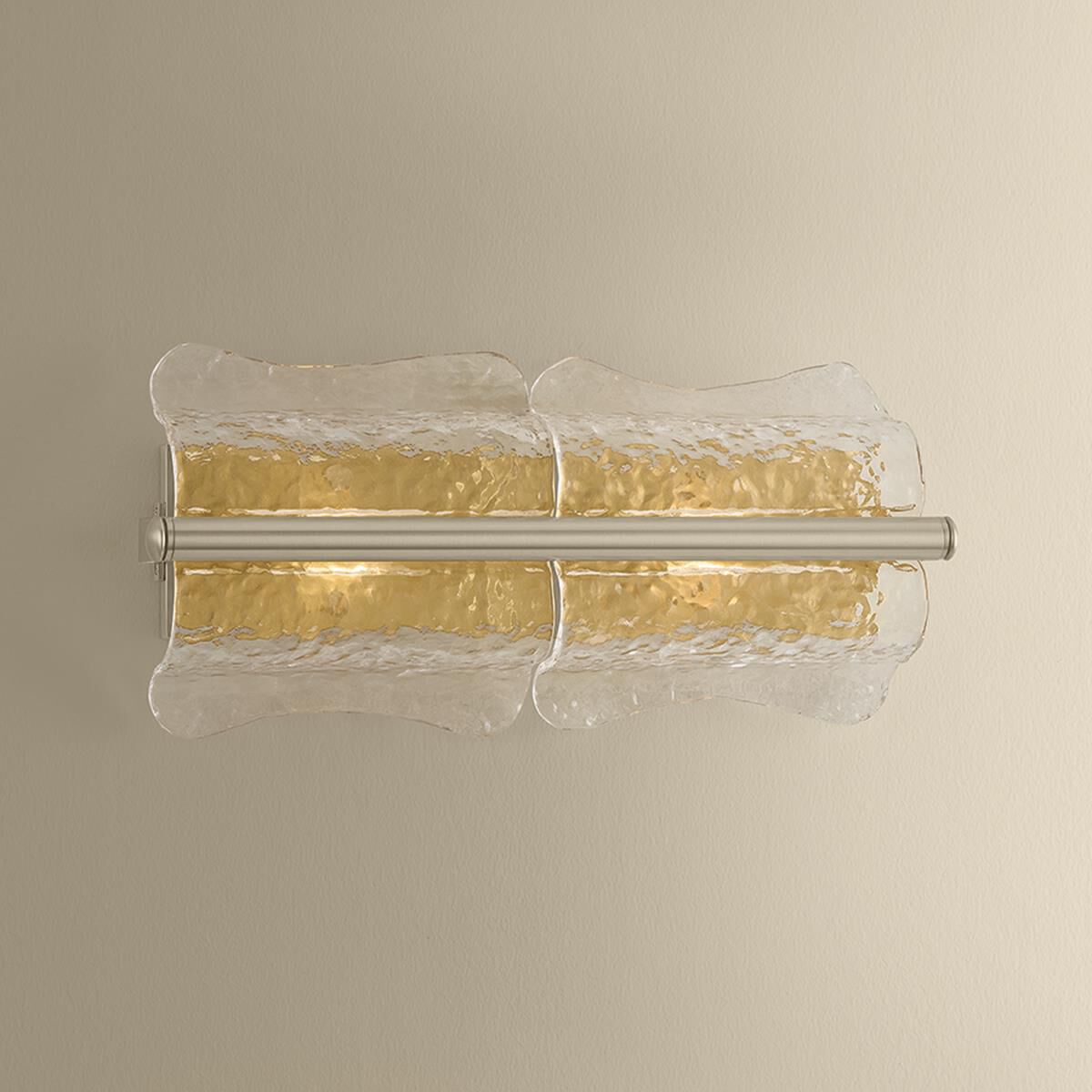 Shown in Aged Brass finish and Clear Optic glass