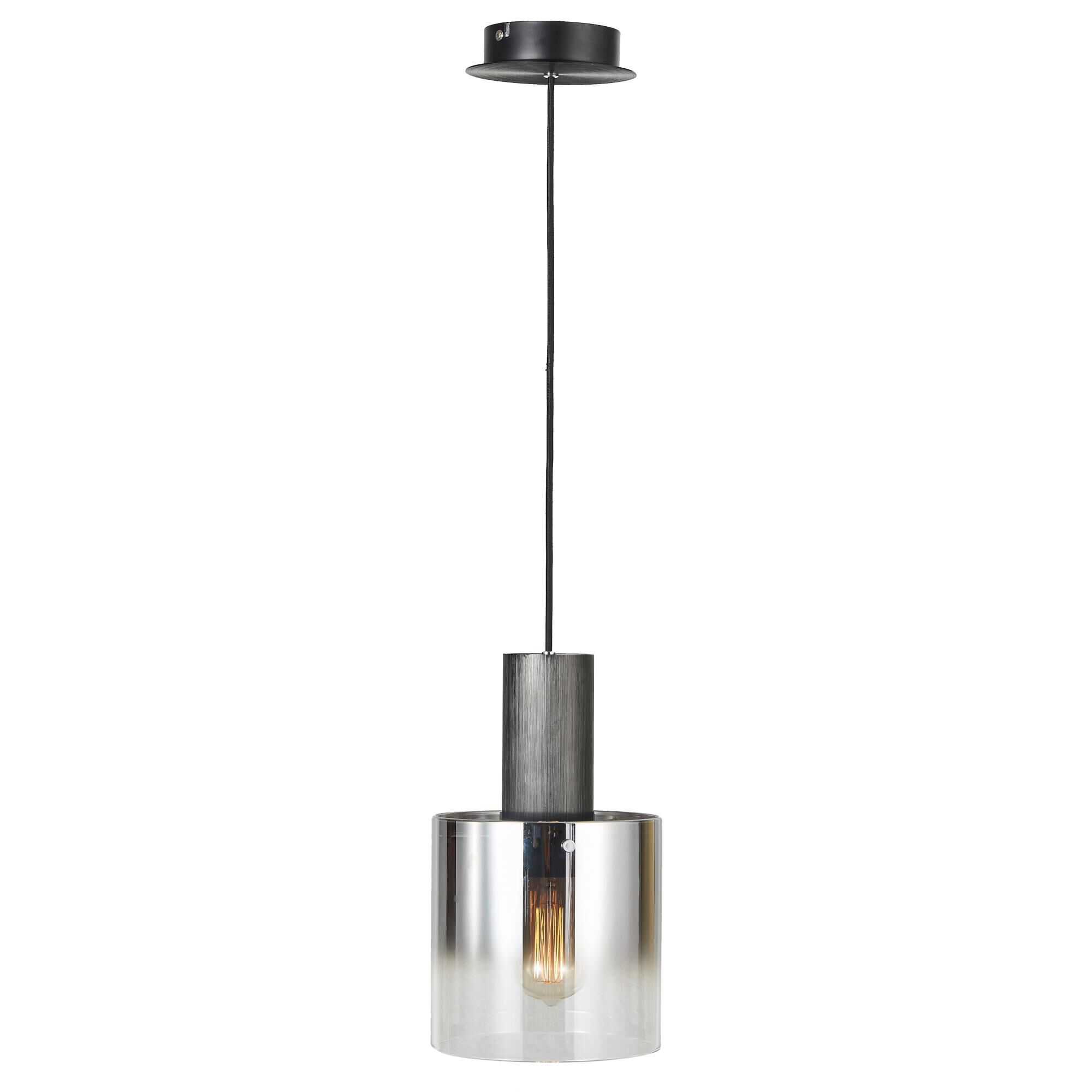 Shown in Satin Black & Smoke Glass finish and Glass shade