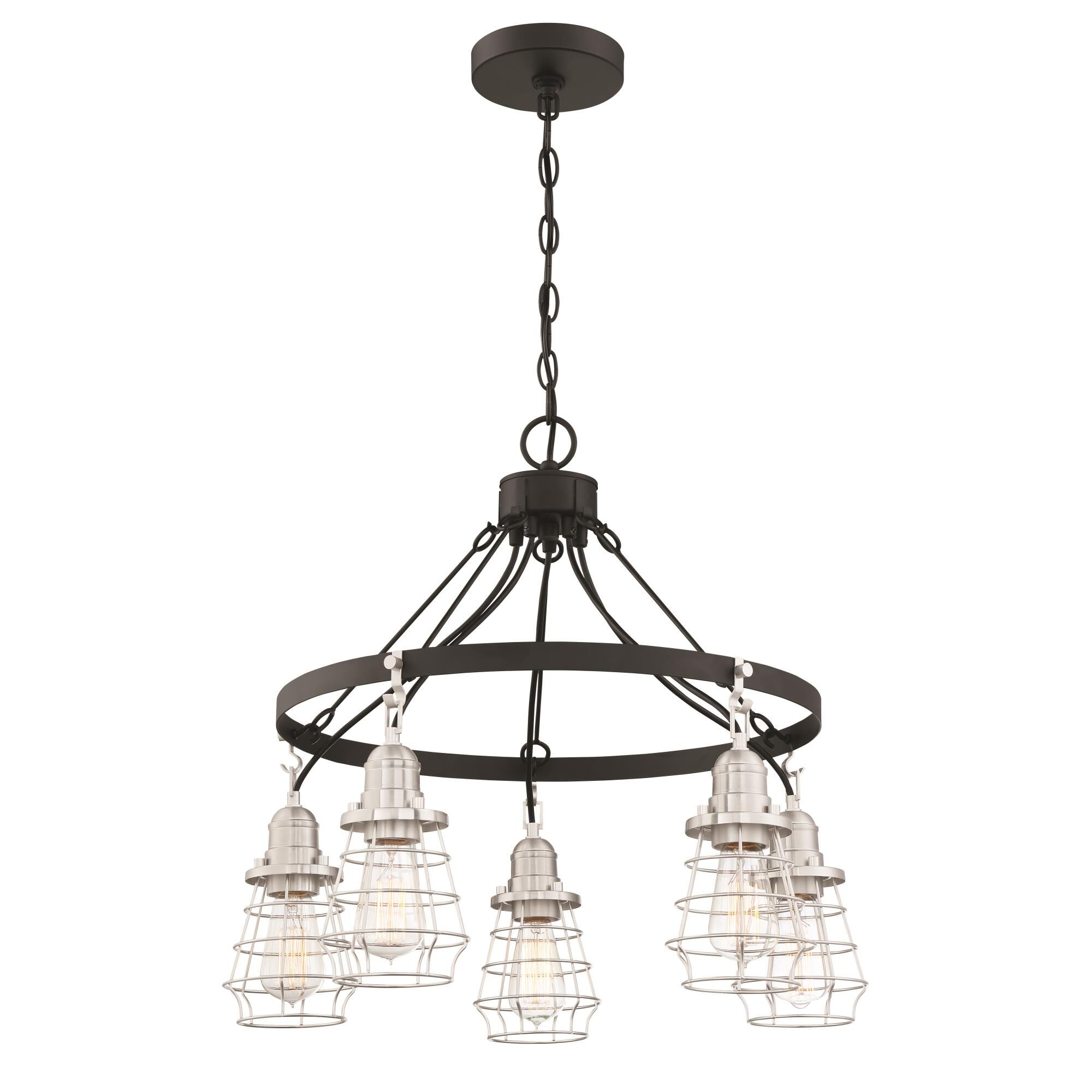 Shown in Flat Black and Brushed Polished Nickel finish and Brushed Polished Nickel glass and Brushed Polished Nickel shade