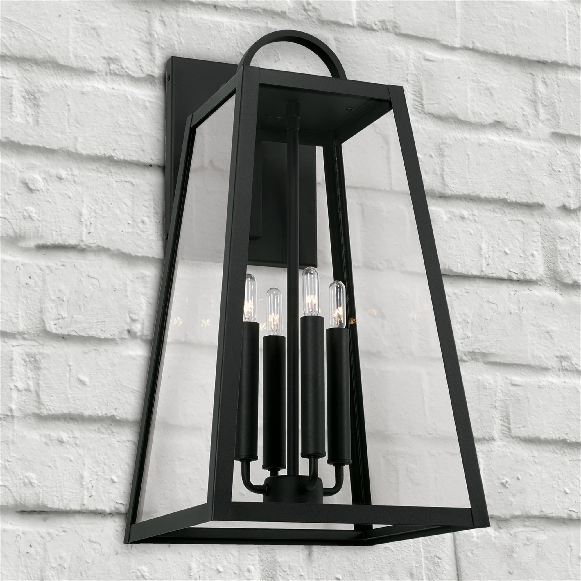 Shown in Black finish and Clear glass