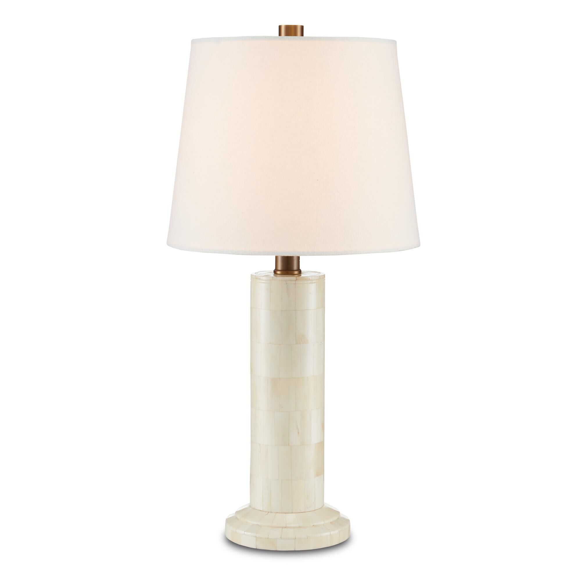 Shown in Natural Bone finish and Off-White Linen shade