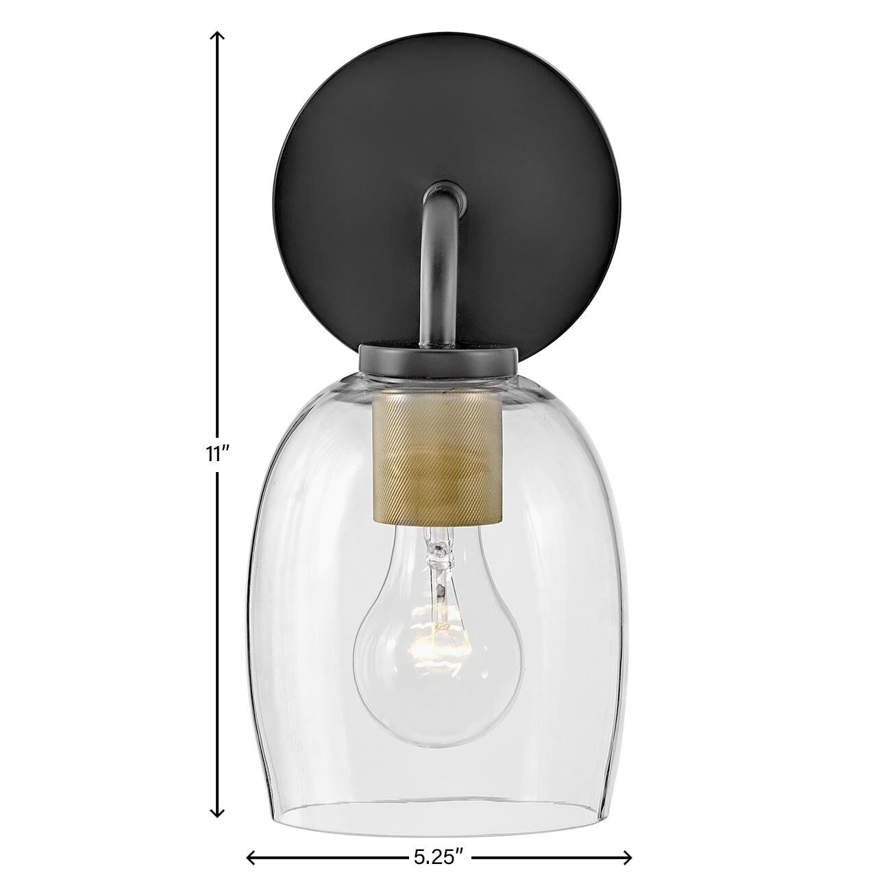 Shown in Black finish and Clear glass