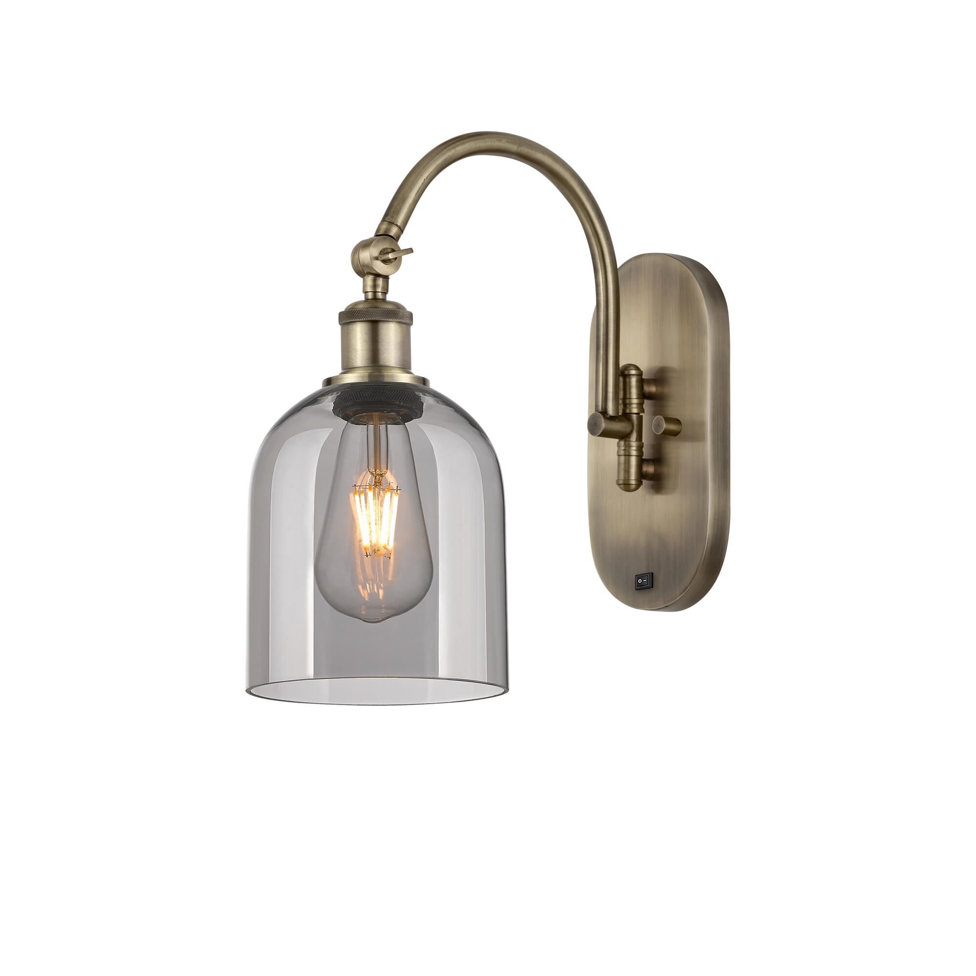 Shown in Antique Brass finish and Light Smoke glass