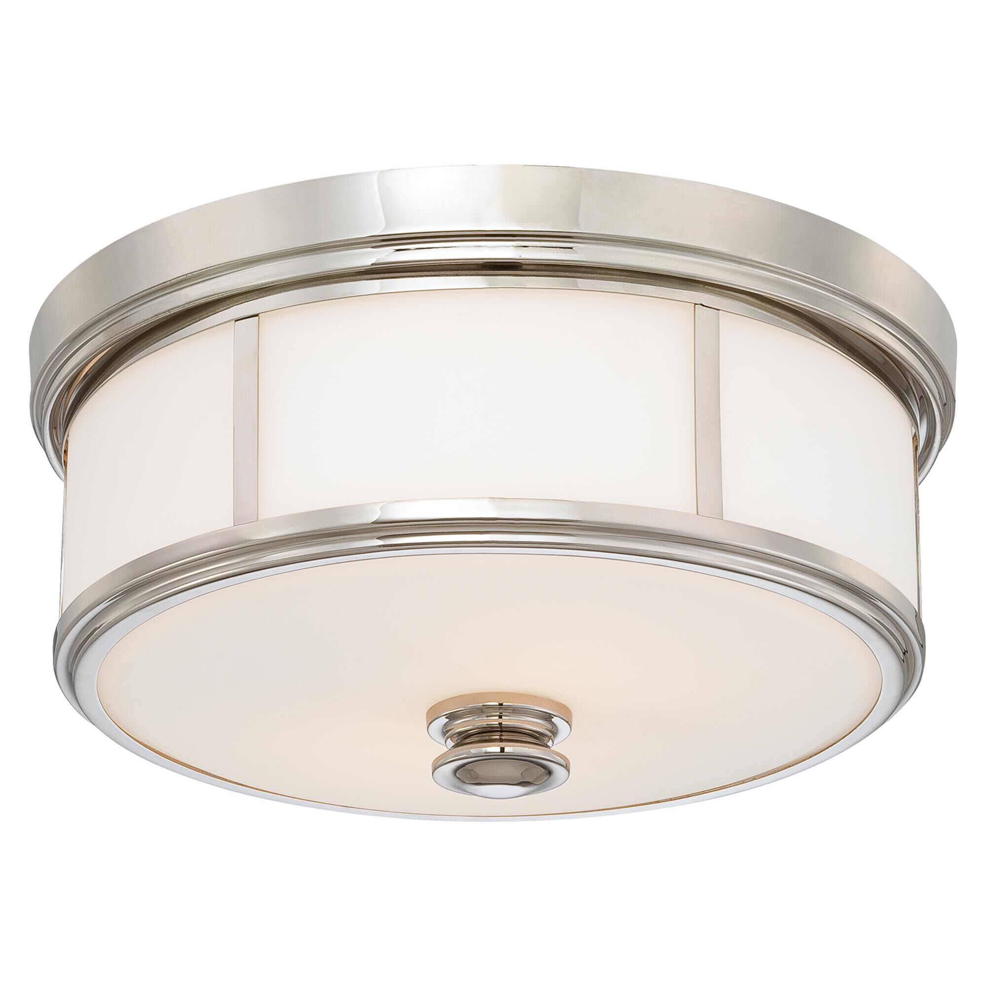 Shown in Polished Nickel finish and Etched White glass