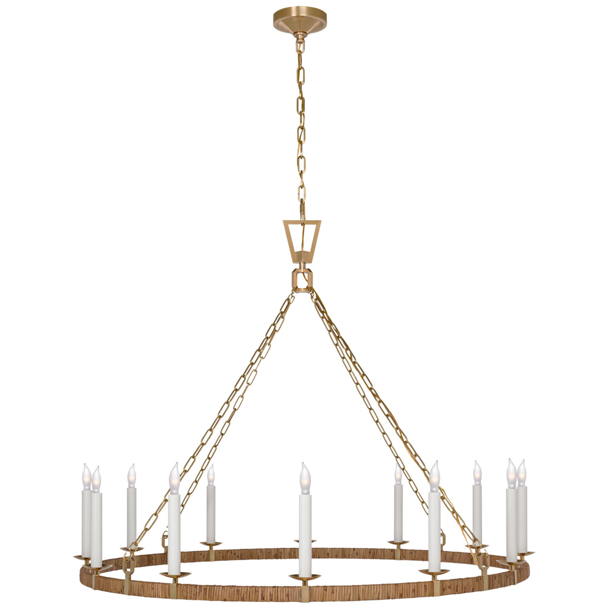 Shown in Antique-Burnished Brass and Natural Rattan finish