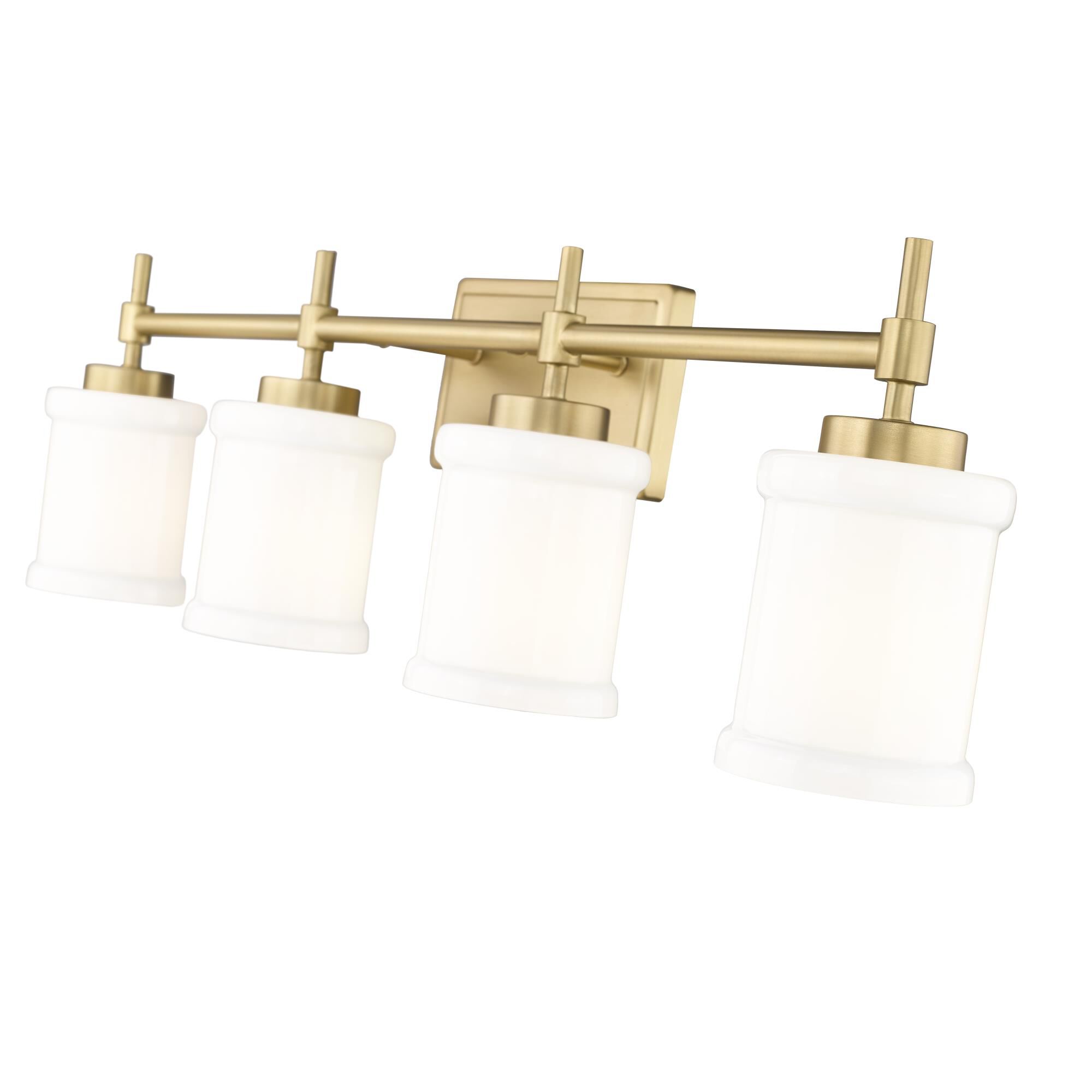 Shown in Modern Gold finish and Gloss Opal glass and Gloss Opal shade