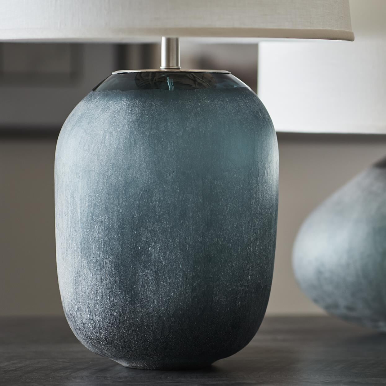 Shown in Nickel  finish and Textured Cream Linen shade