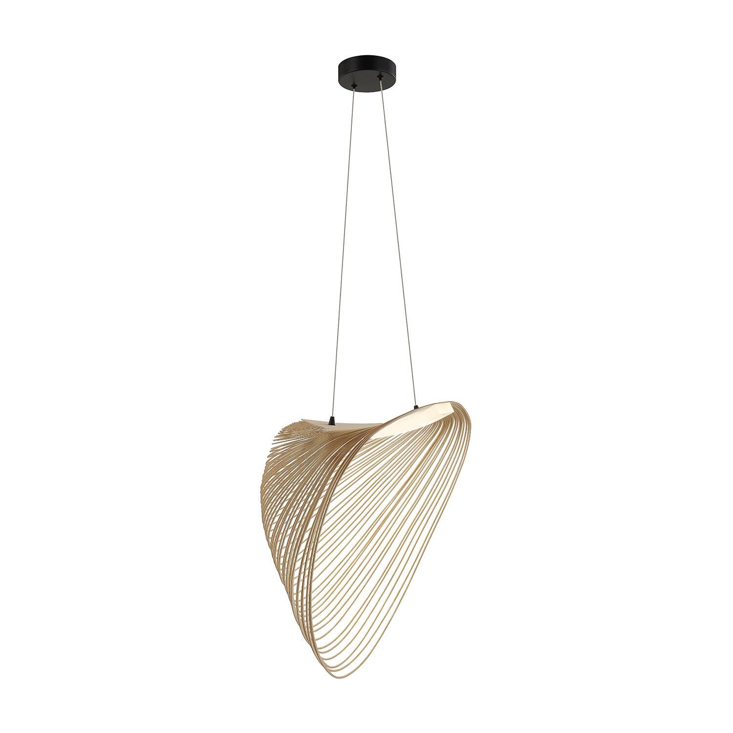 Shown in Matte Black finish and Natural Wood shade