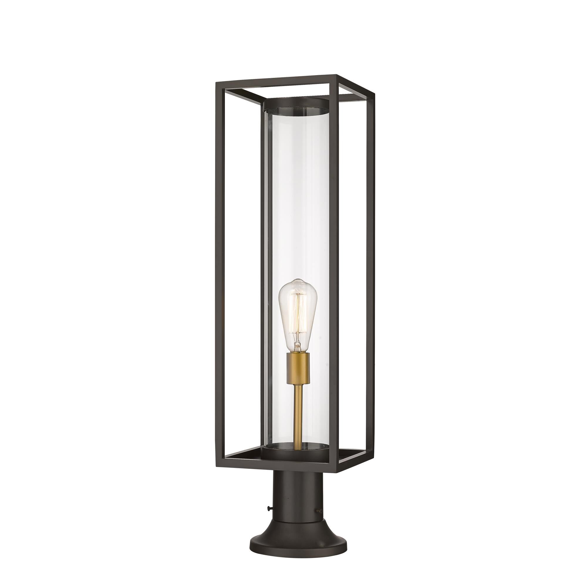 Shown in Deep Bronze + Outdoor Brass finish and Glass shade