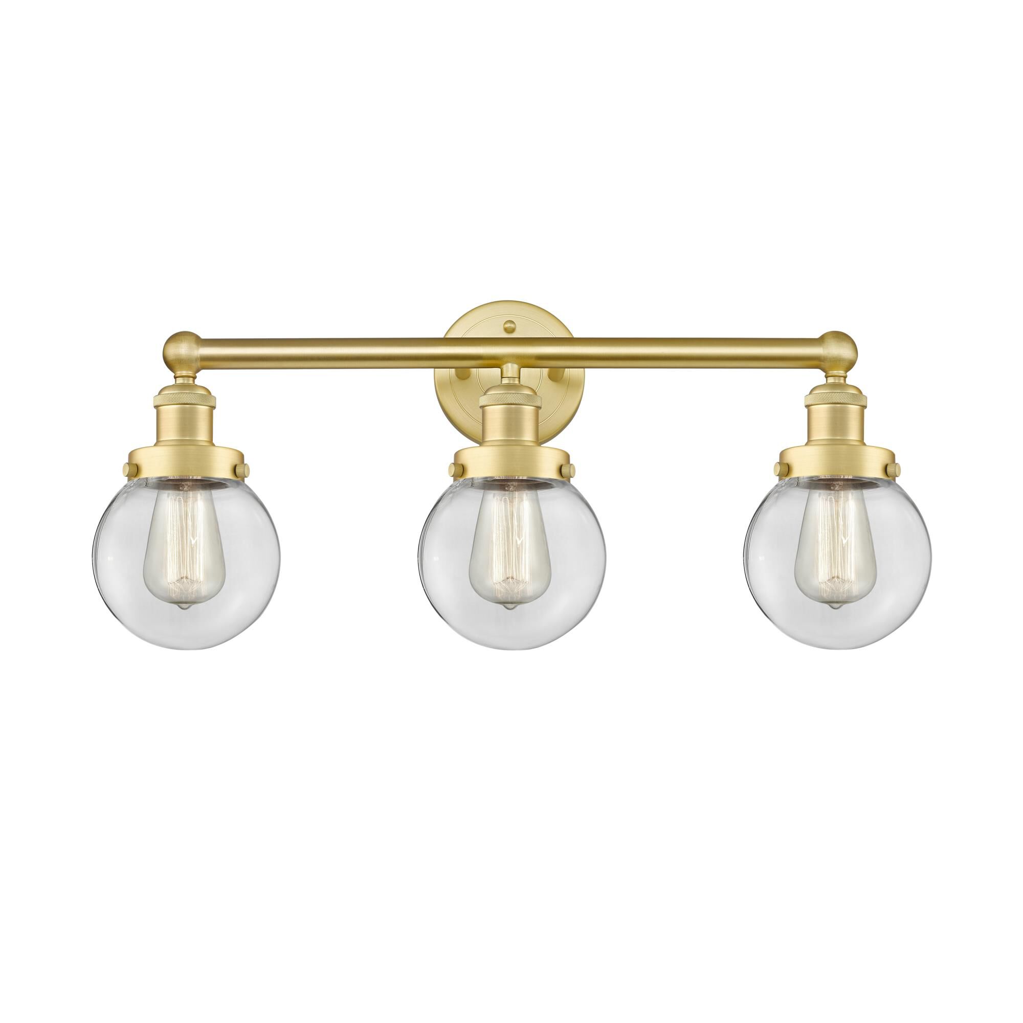 Shown in Satin Gold finish and Clear glass